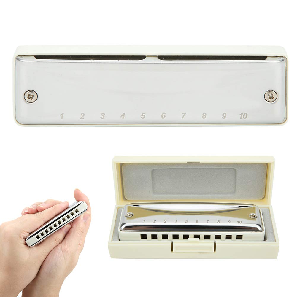F Key Blues Harmonica - Diatonic Resin Wind Instrument for Kids, Adults & Beginners (White) | Perfect for Music Lessons, Blues Performances & Travel