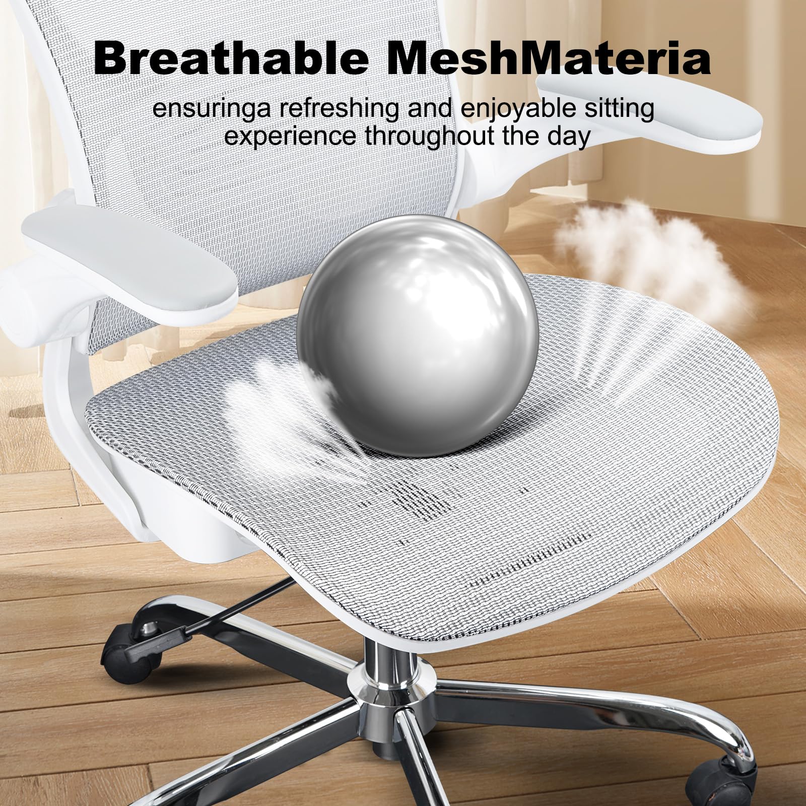 Ergonomic Office & Gaming Chair with Adjustable Lumbar Support, Headrest & Armrests - Height Adjustable Swivel Desk Chair with Wheels, Seat Depth & Tilt Function - Perfect for Home Office, Gaming & Workspace (White)