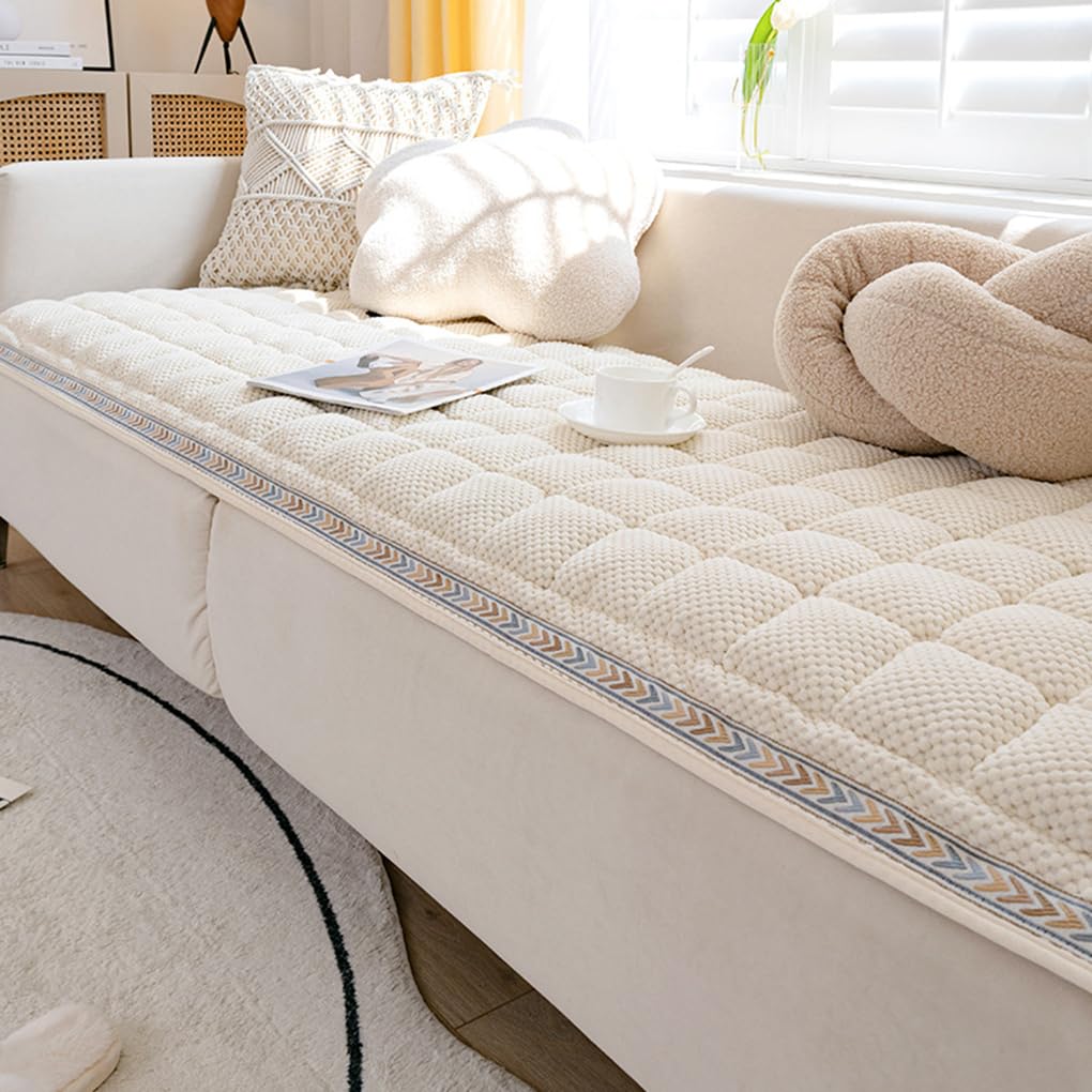 Washable Non-Slip Pet Sofa Cover for Dogs & Cats - Waterproof Couch Protector 27.55 x 82.67 Inches (White) - Perfect for Living Room Furniture Protection & Pet Bedding