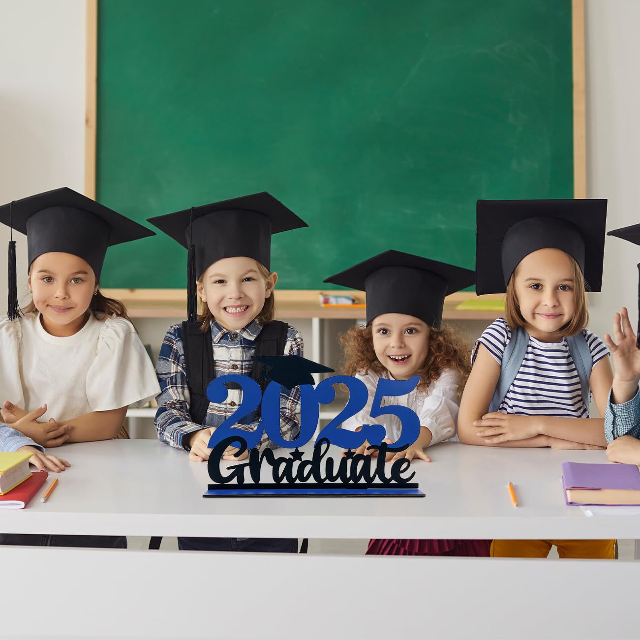 Class of 2025 Graduation Party Decorations - Wooden Table Centerpiece Sign (15.74x9.84 Inch) for Graduation Favors & Supplies - Perfect for High School/College Graduation Ceremonies, Photo Booths & Party Decor (Blue)