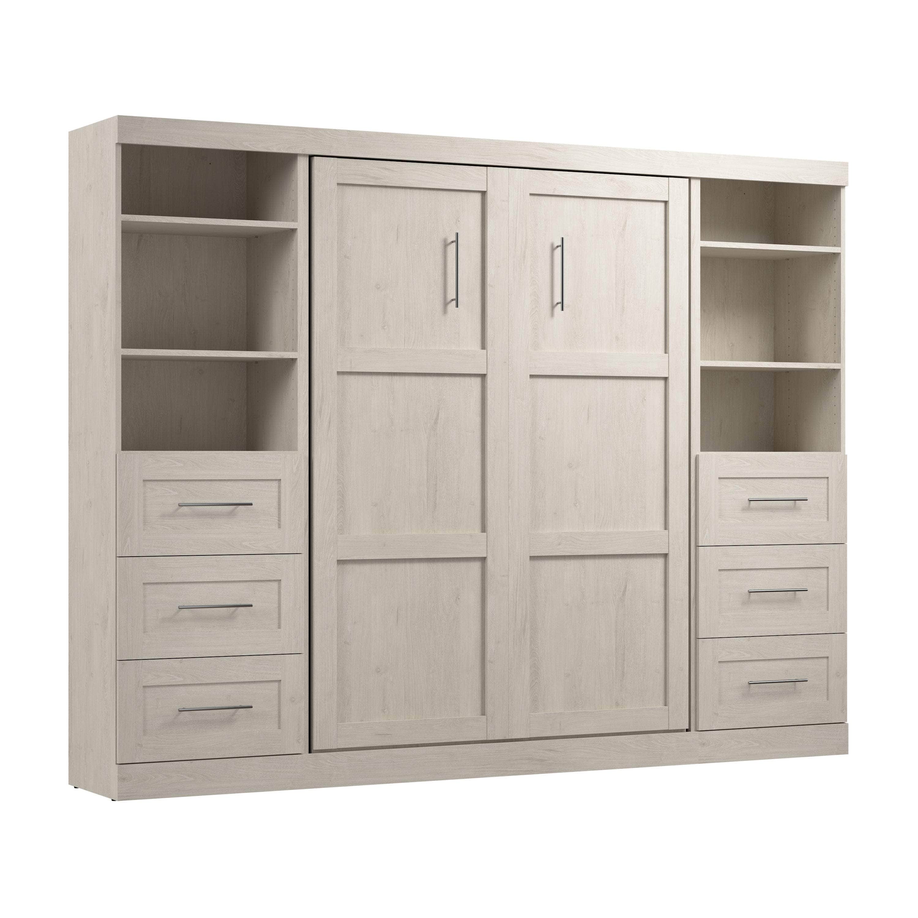 Pur Full Murphy Wall Bed with 2 Storage Units & Drawers (109W) - 7 Color Options for Space-Saving Home Office, Guest Room & Small Apartments