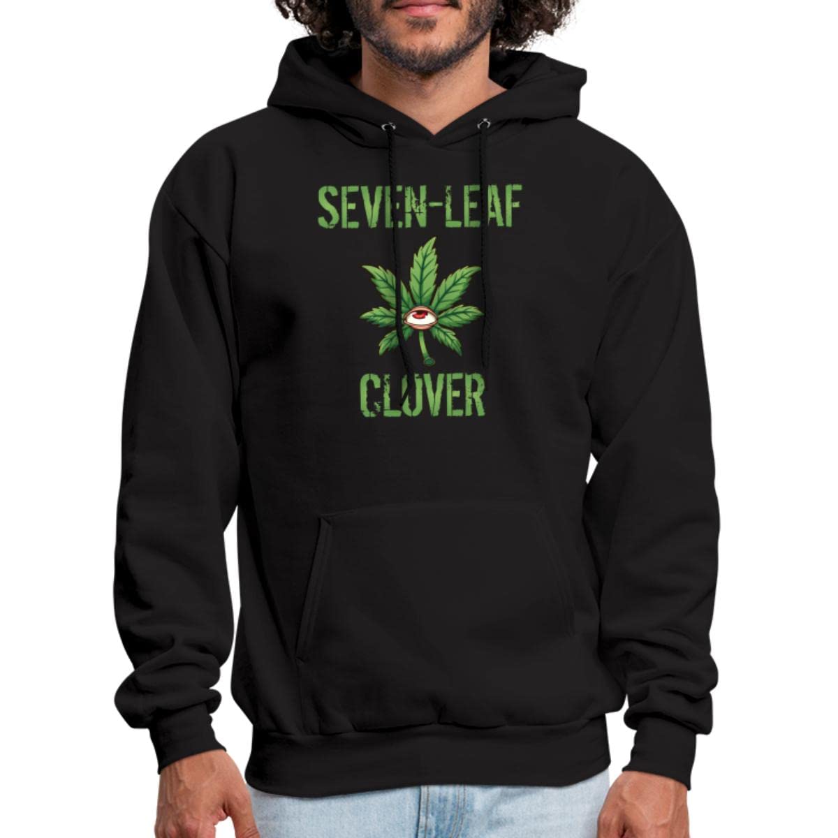 Spreadshirt Seven-Leaf Clover Cannabis Leaf Men's Hoodie - Soft Cotton Pullover Sweatshirt for Stoner Fashion & 420 Lifestyle