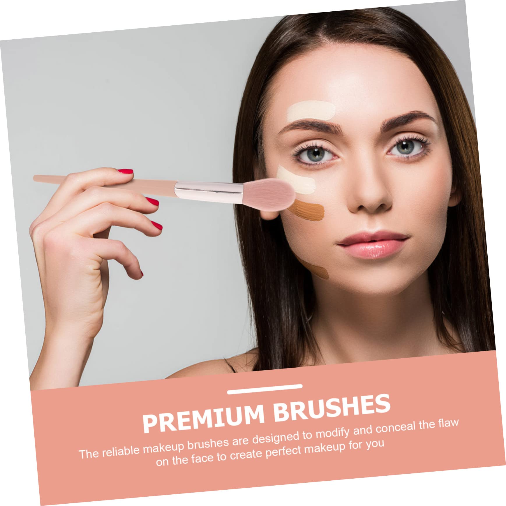 Minkissy Large Makeup Brush Set - 4pcs Precision Blush & Highlighter Brushes with Flame Design, Soft Pink Artificial Fiber Bristles for Women | Perfect for Contouring, Blending & Highlighting