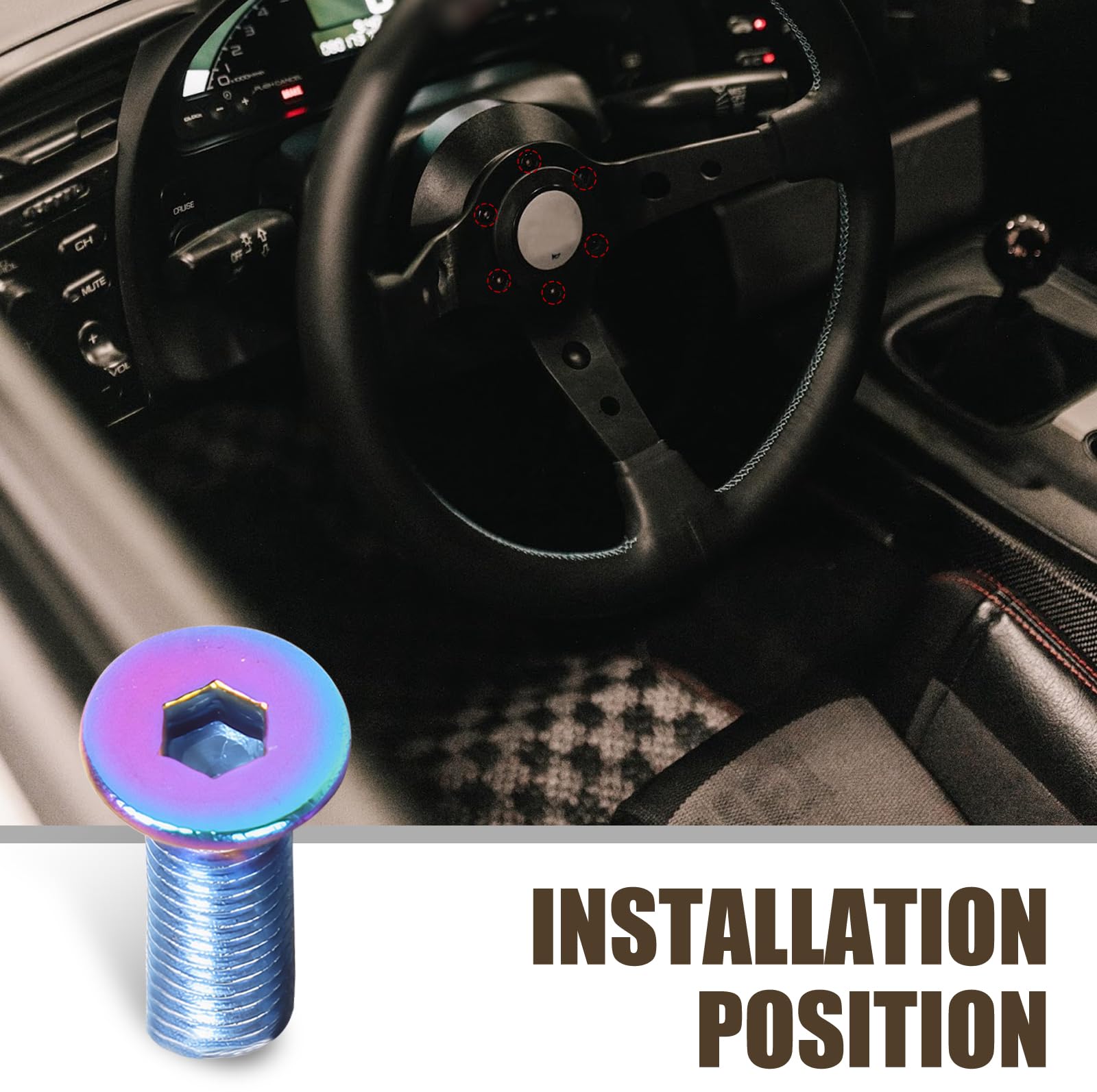 8PCS Waterproof Car Steering Wheel Bolts - Universal for Truck SUV, DIY Auto Repair