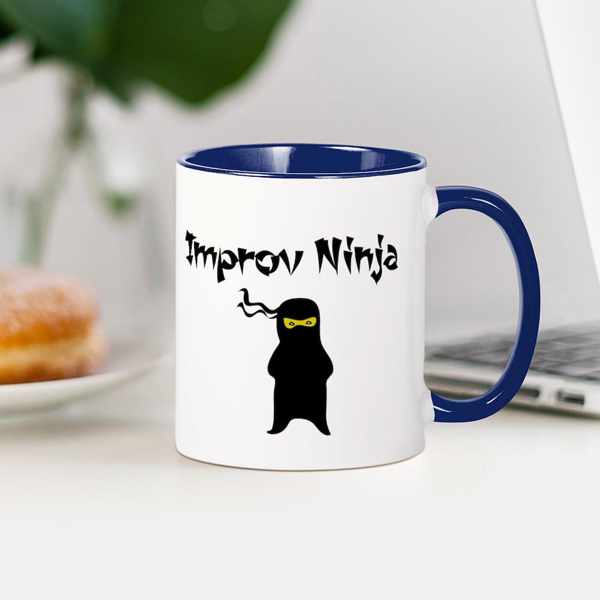 Improv Ninja Ceramic Coffee Mug 11 oz (325 ml) - Funny Gift for Comedy Lovers, Perfect for Office, Home & Coffee Breaks