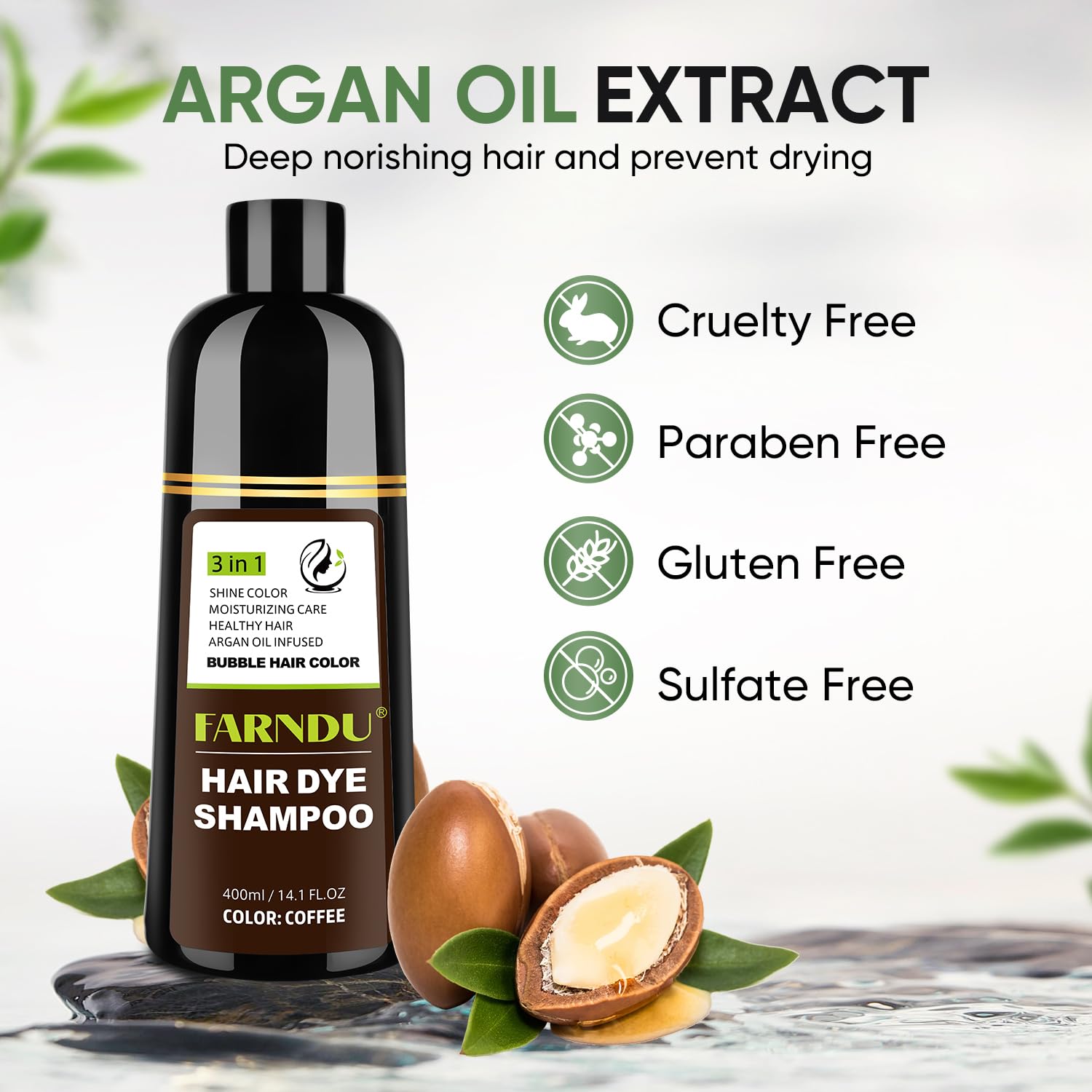Coffee Hair Dye Shampoo - Natural Hair Color & Growth Treatment for Damaged Hair | At-Home Coloring & Repair for Men & Women