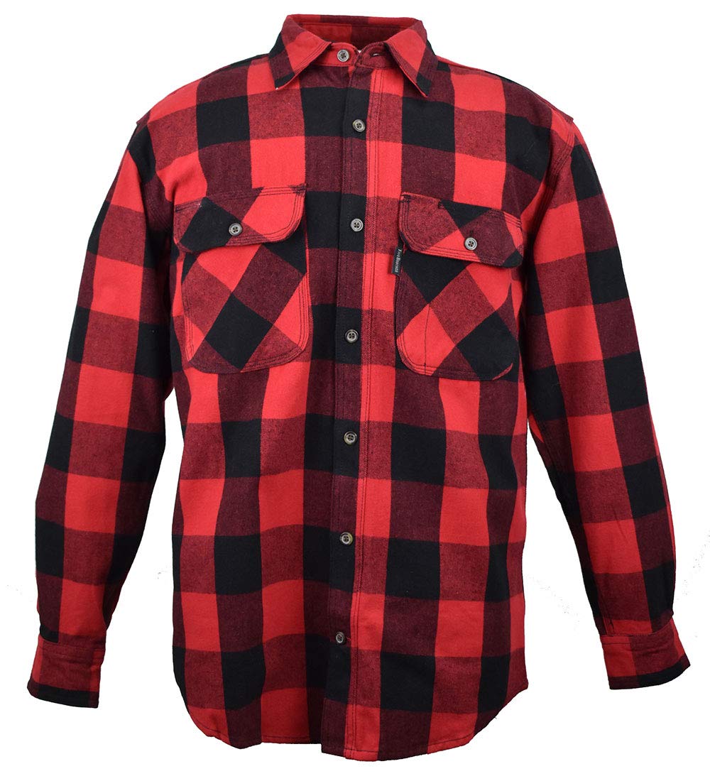 Five Brothers Men's Heavyweight Flannel Shirt for Big & Tall - Warm Plaid Long Sleeve Shirt for Outdoor Camping, Hiking and Casual Winter Wear