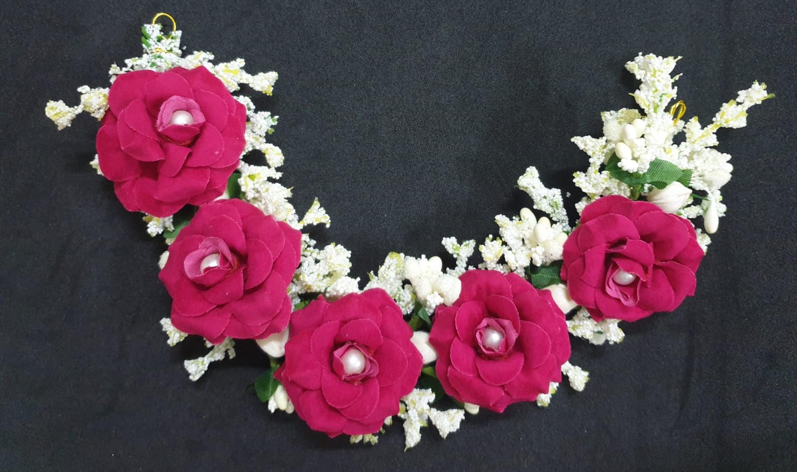 ANVIK Artificial Rose Flower Hair Bun Gajra - Bridal Wedding Hair Accessory for Women (Rani Pink) | Perfect for Bridal Parties, Weddings, and Special Occasions