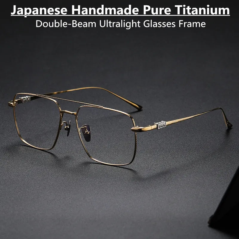 Aimee Unisex Full Rim Square Double Bridge Titanium Eyeglasses 5193 - Lightweight Durable Frame for Men & Women - Perfect for Reading, Work & Fashion Accessories