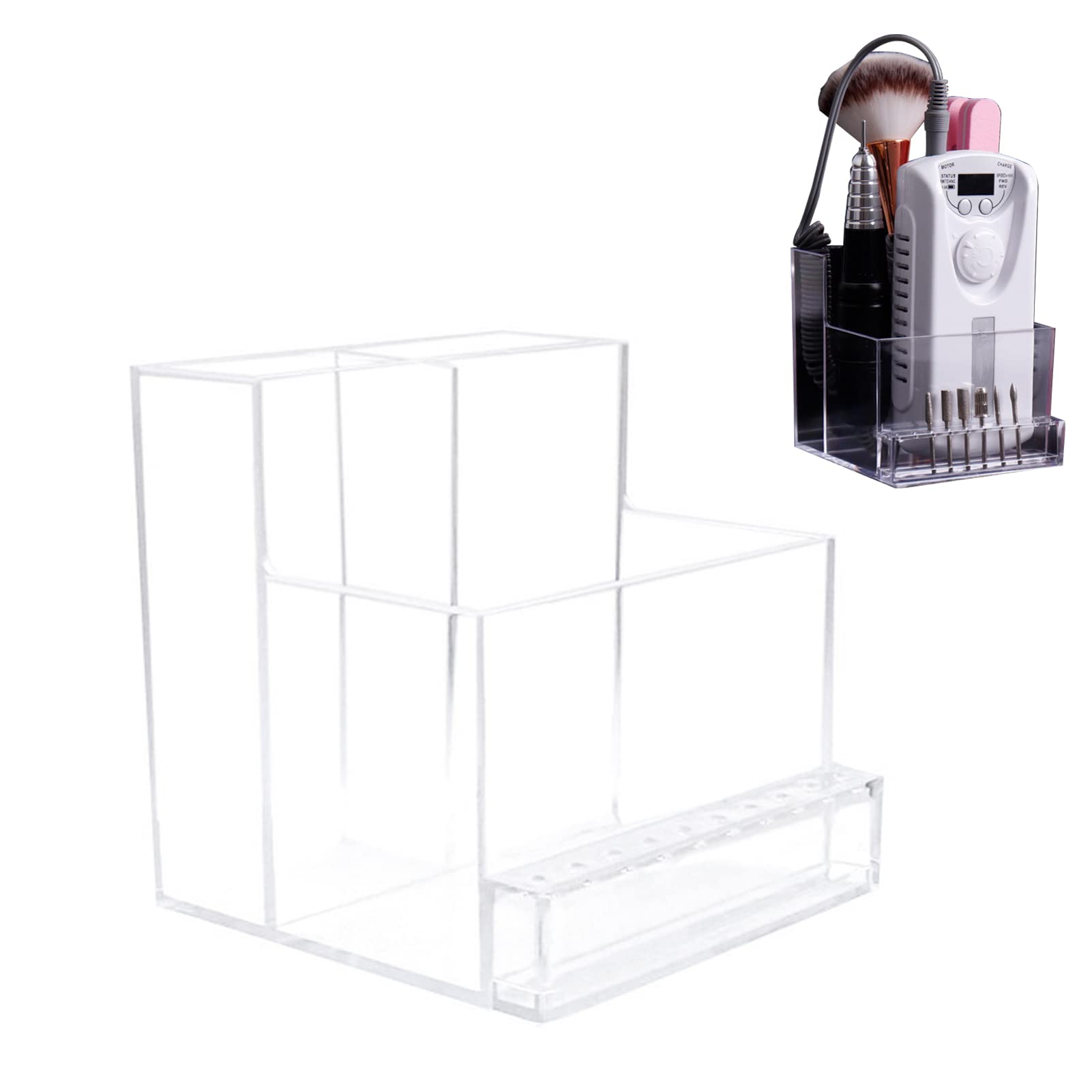 **Transparent Nail Drill Bit Organizer - 10 Hole Grinding Bit Holder, Durable & Stable Plastic for Nail Salon & DIY - Perfect for Nail Art, Manicure & Pedicure Tools Storage**