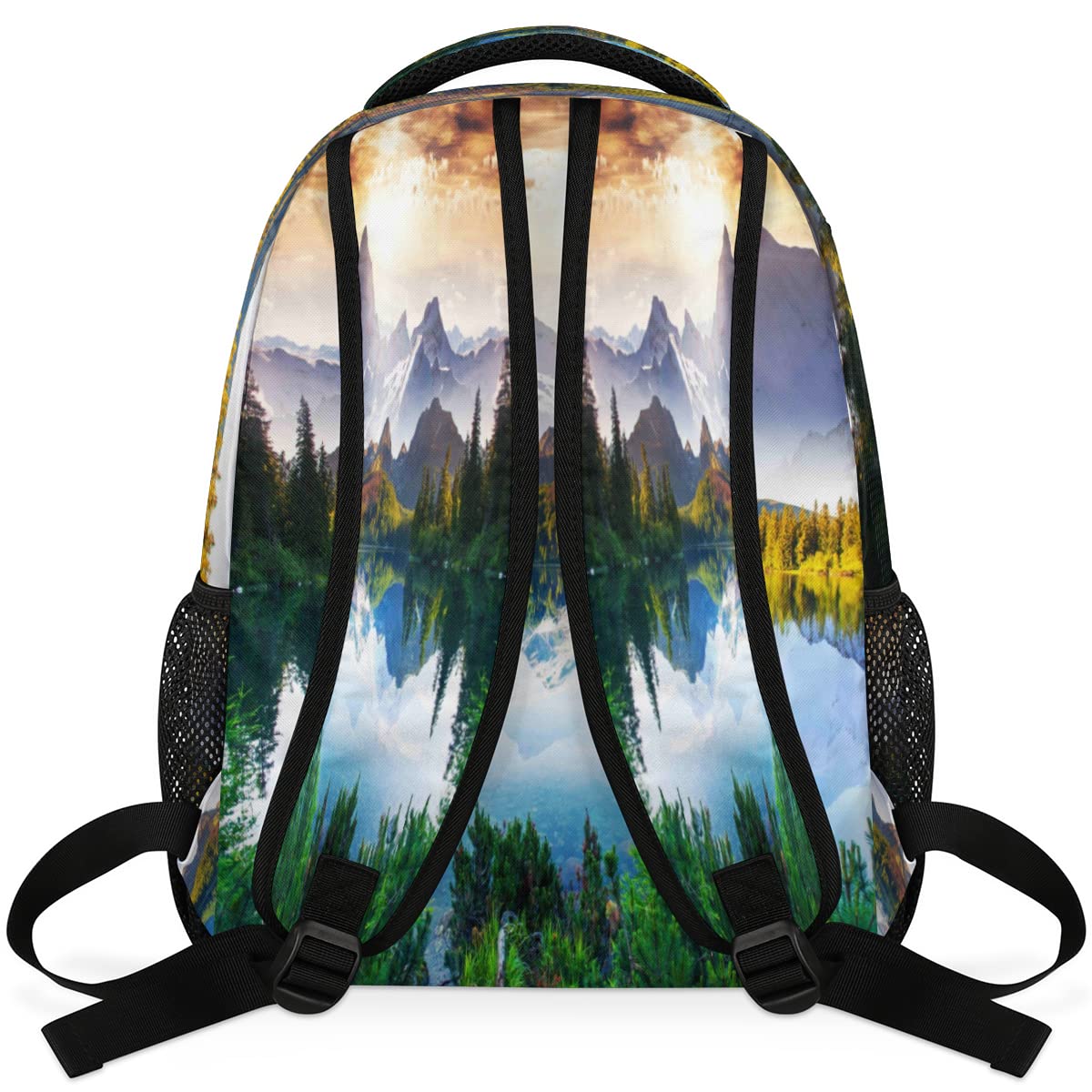 Nature Forest Tree Backpack with Waterfalls Landscape Design - Lightweight Travel Laptop Daypack for Hiking, School & Commuting - Durable Shoulder Bag for Outdoor Adventures & Daily Use