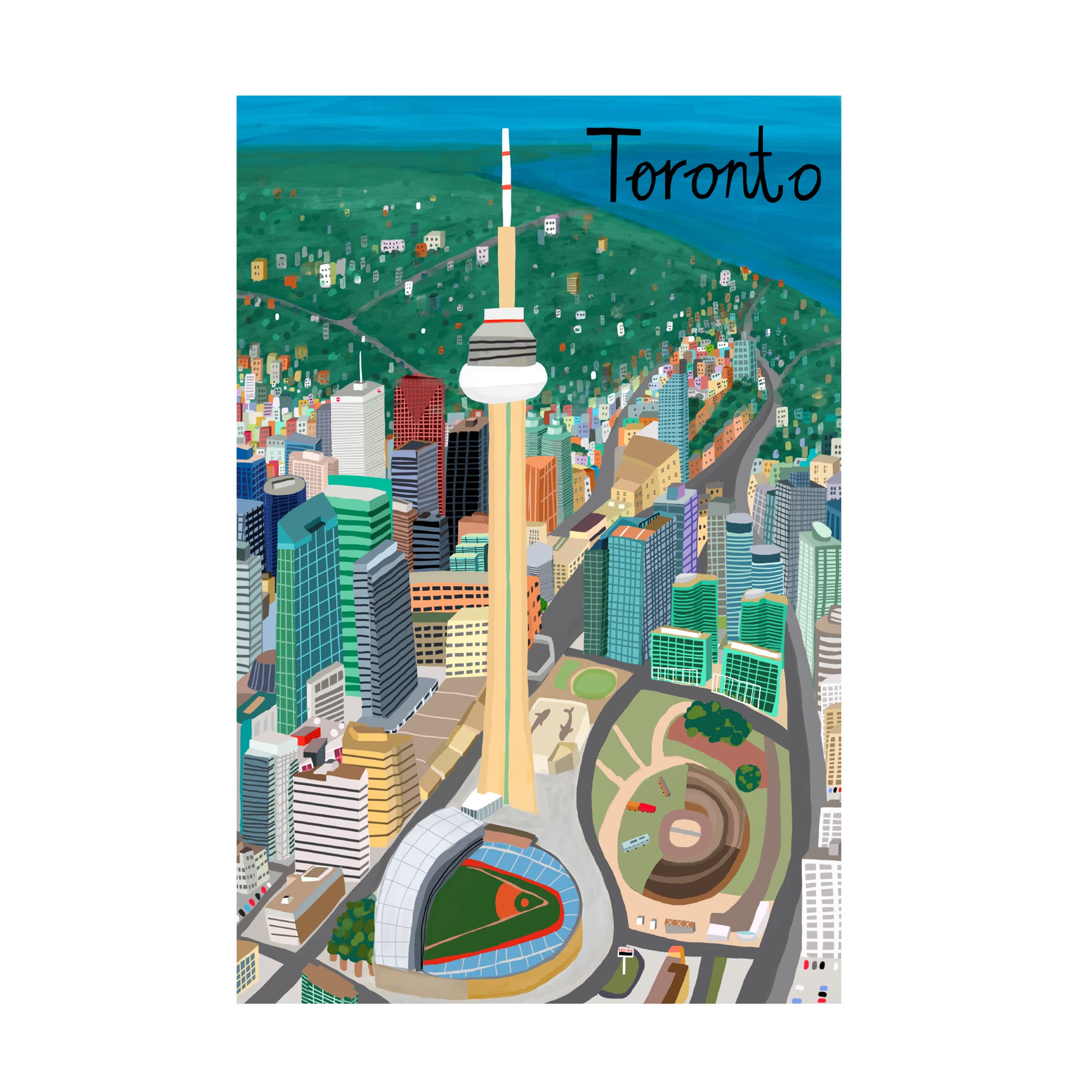 Trademark Fine Art 'View from Above Toronto' Canvas Wall Art Print by Carla Daly - Modern Cityscape Painting for Living Room & Office Decor