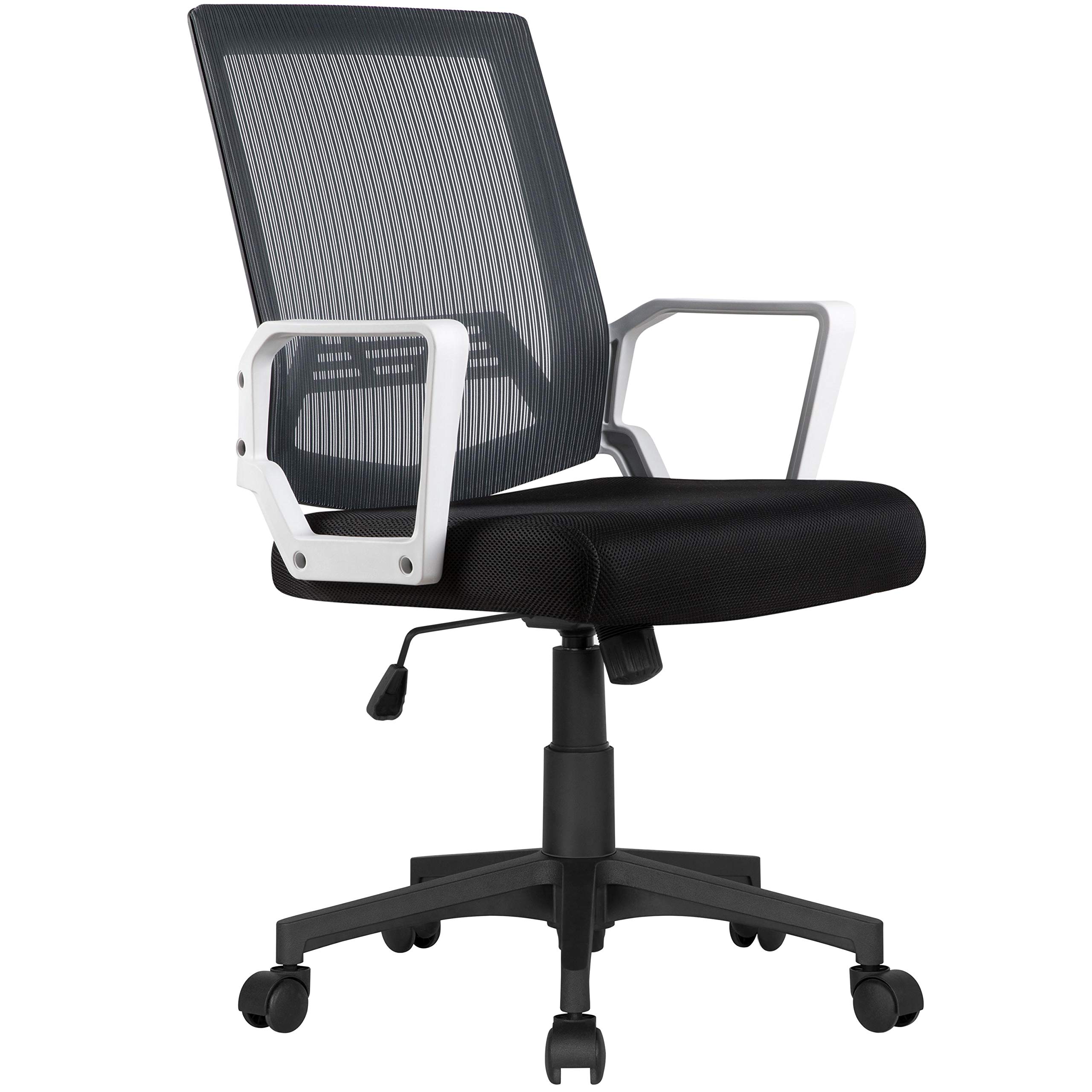Yaheetech Mid Back Mesh Office Chair - Adjustable Ergonomic Computer Desk Chair with Lumbar Support, Swivel Rolling Task Chair for Adults & Teens, Grey - Perfect for Home Office, Gaming & Study Spaces