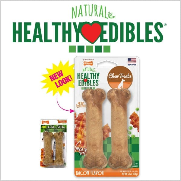 Nylabone Healthy Edibles Dog Chew Treats - Bacon Flavor for Large Breeds Like Wolves | Durable & Safe for Aggressive Chewers | Perfect for Teething, Training & Dental Health