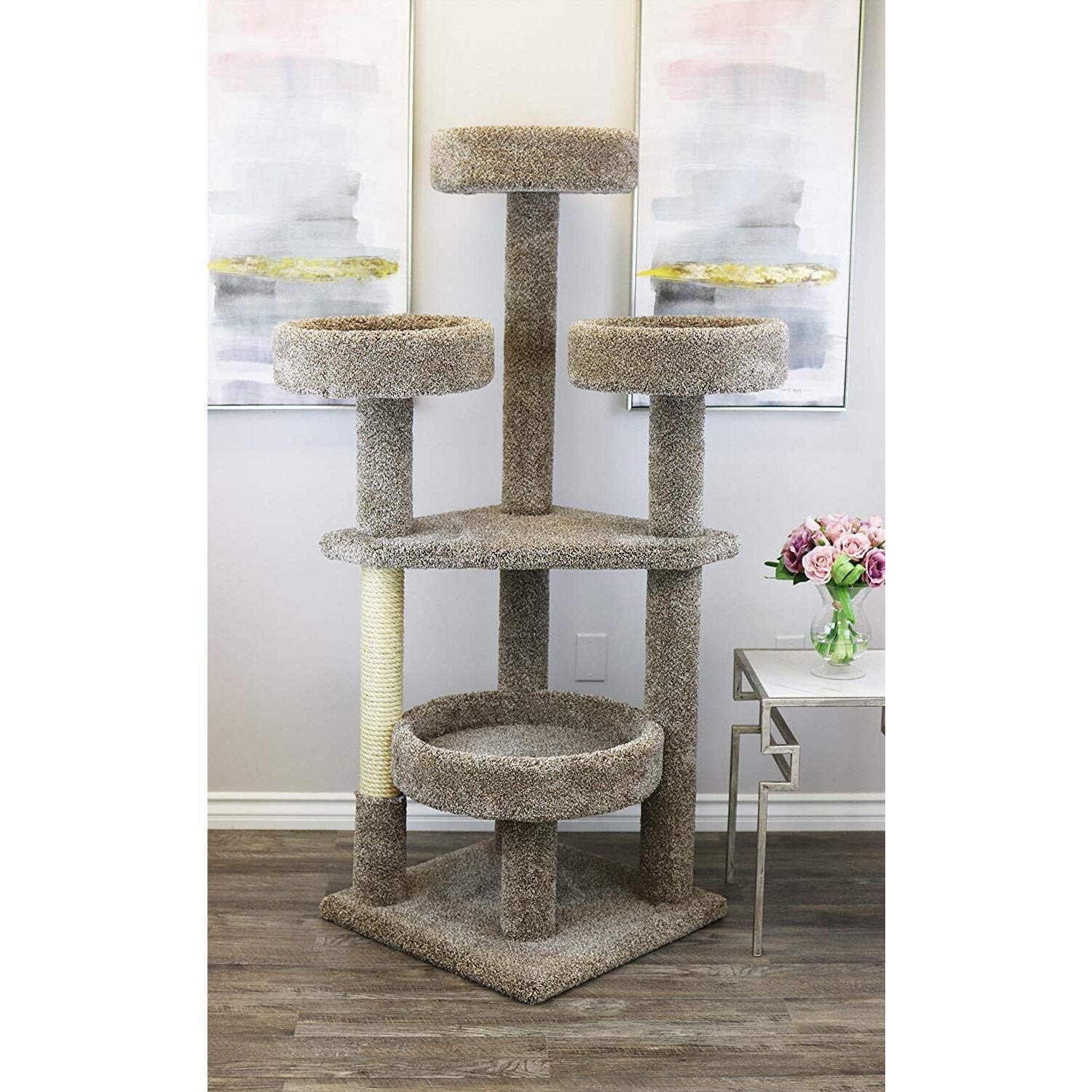 Premium Cat Tree for Large Cats - 130012 Neutral Maine Coon Cat Tower with Scratching Posts & Perches | Perfect for Indoor Cats, Multi-Level Play & Climbing Activities