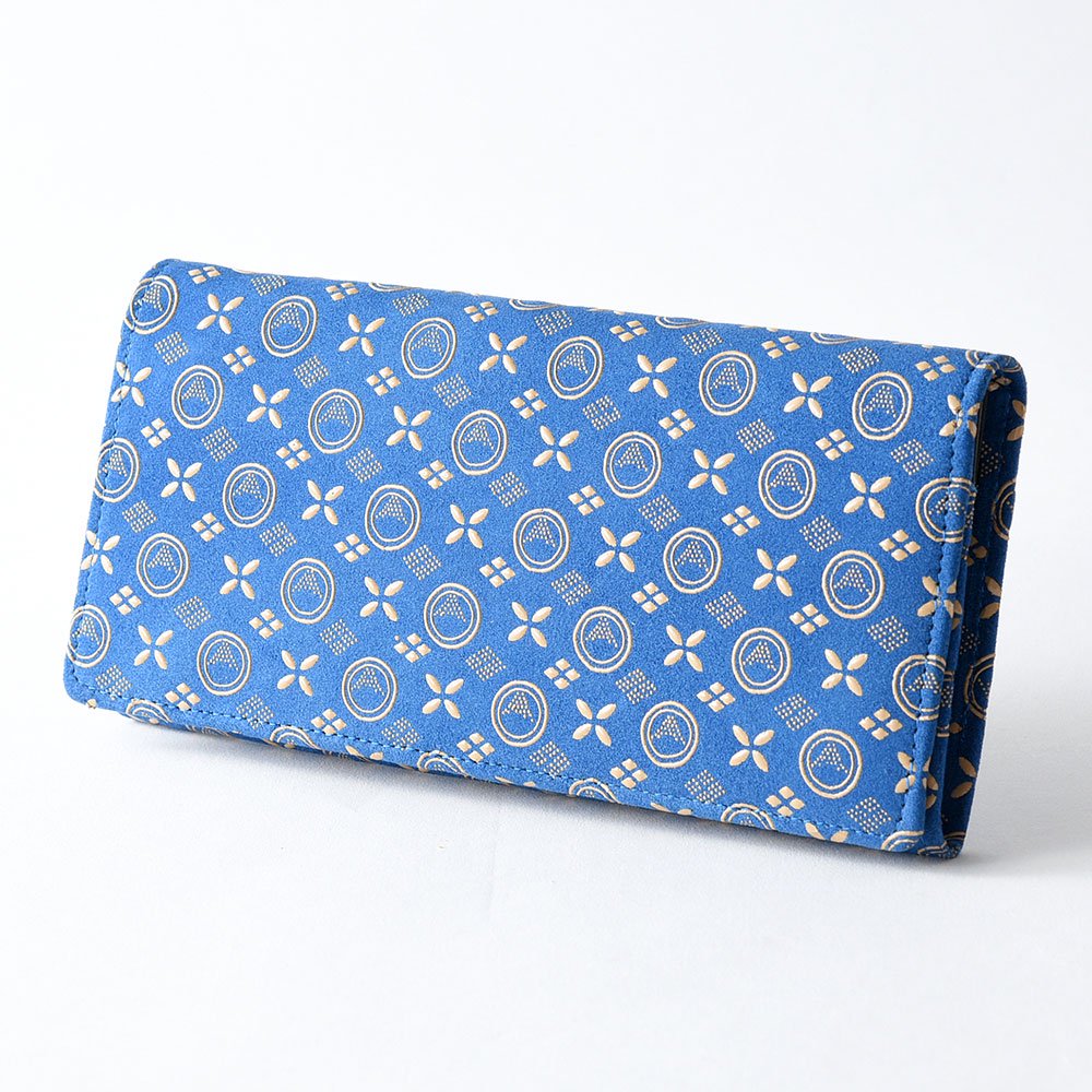 Premium Japanese Deerskin Leather Long Wallet with Urushi Lacquer - Mt. Fuji Blue Pattern - Handcrafted in Japan - Elegant RFID Blocking Bifold Wallet for Men - Perfect Gift for Business & Travel Use