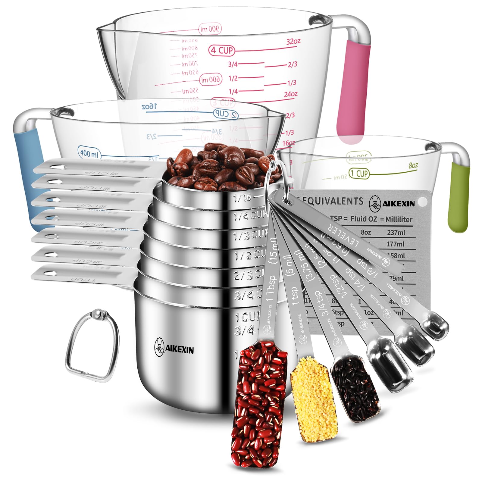 Stainless Steel Measuring Cups and Spoons Set of 20 - Stackable Kitchen Measuring Tools for Dry & Liquid Ingredients | Baking, Cooking & Meal Prep Essentials | Dishwasher Safe & Space Saving Design