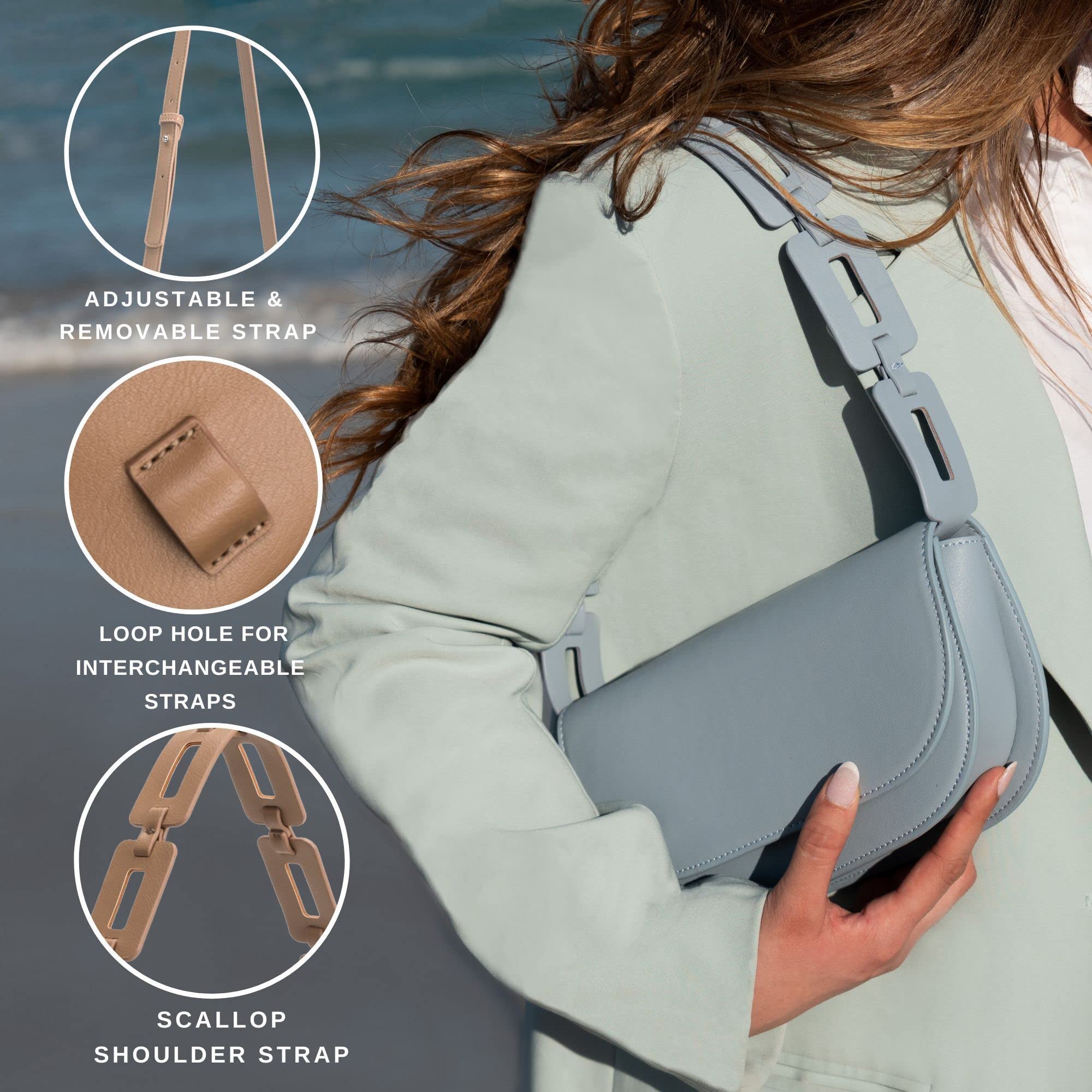 Melie Bianco Inez Vegan Leather Handbag - Luxury Convertible Designer Purse with Adjustable Shoulder & Crossbody Strap - Perfect for Work, Travel and Everyday Use