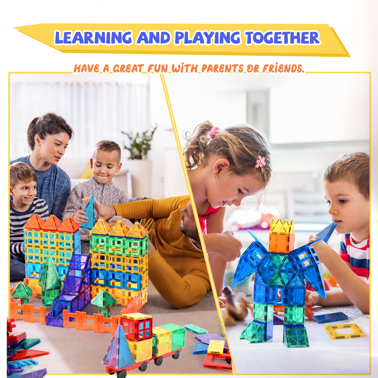 STEM Magnetic Building Blocks for Kids - Educational Montessori Toys for Boys & Girls Ages 3+ | Sensory Learning, Creative Construction Play | Perfect for Preschool Classroom & Home Playroom Activities