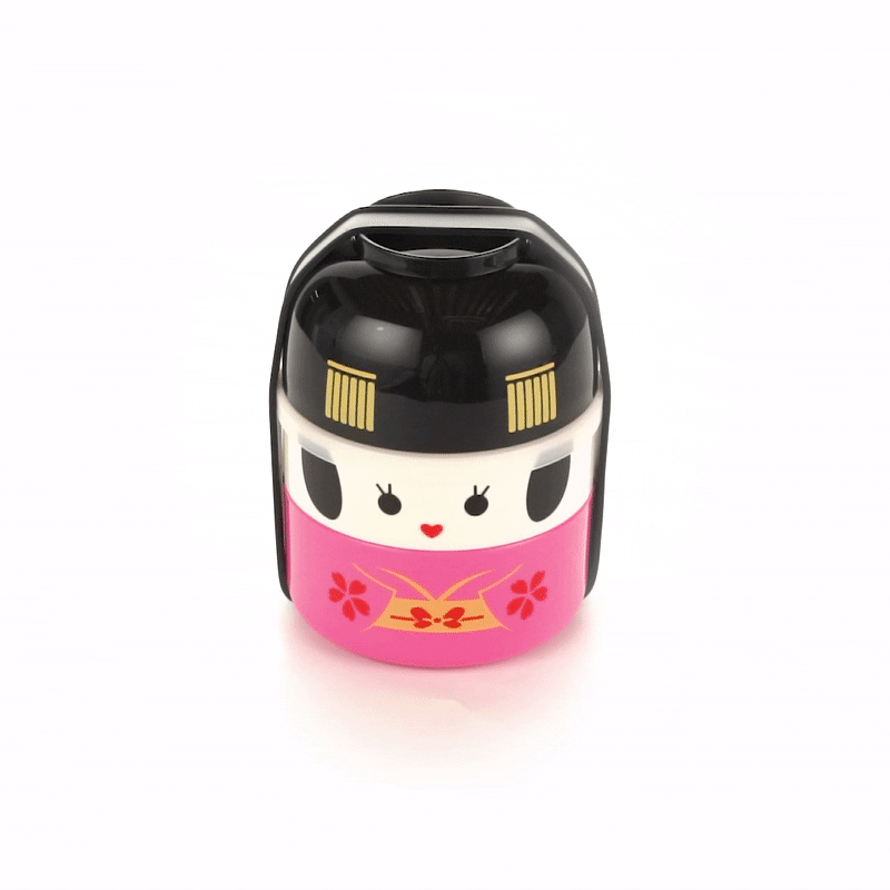 Bento Tek 22 oz Maiko Kokeshi Bento Box - 2 Tier Japanese Lunch Box with Lid (4.25