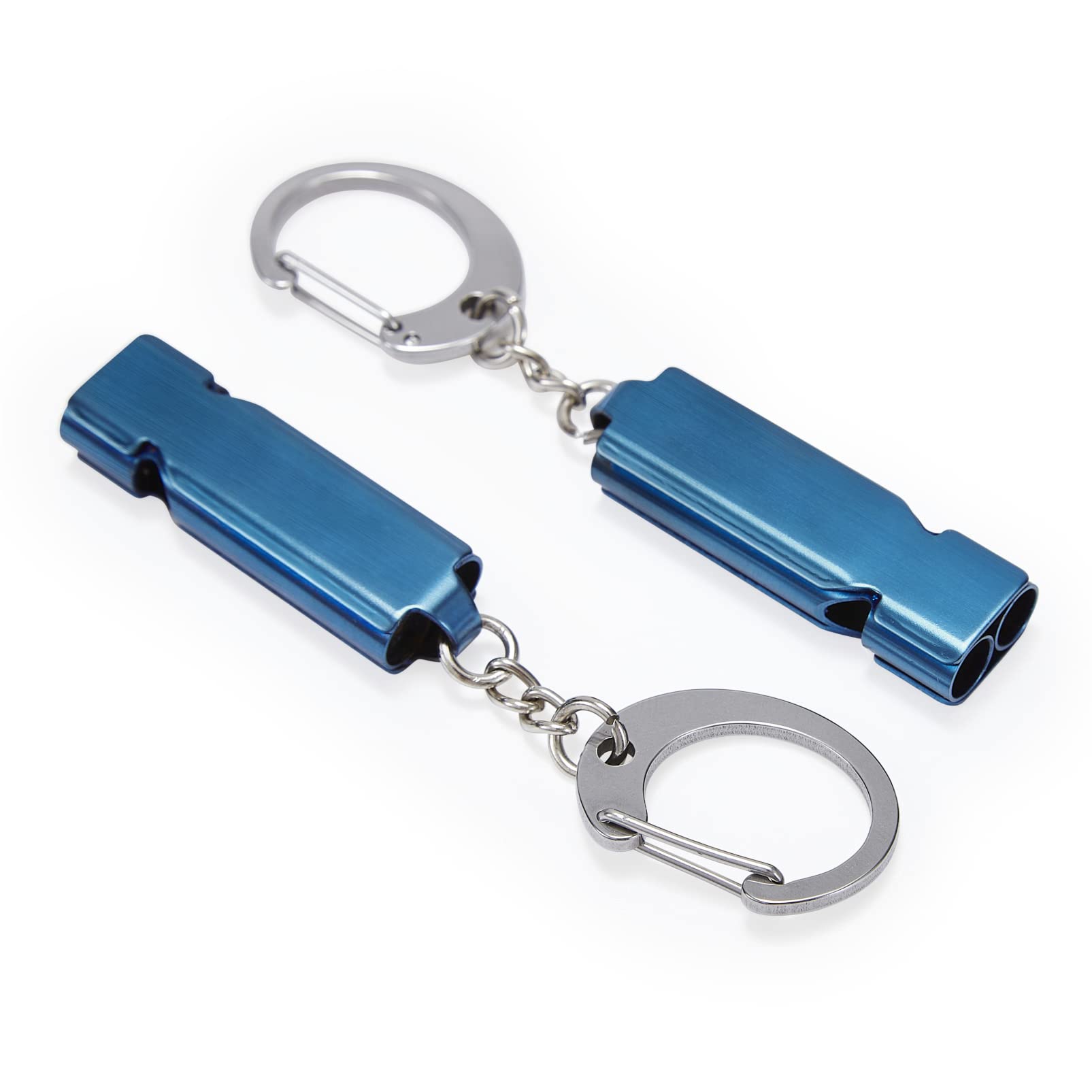 Stainless Steel Emergency Whistles 2 Pack with Keychain - Loud Referee Whistle for Coaches, Teachers, Lifeguards | Survival Safety Whistle for Hiking, Boating, Kayaking, Sports & Outdoor Activities