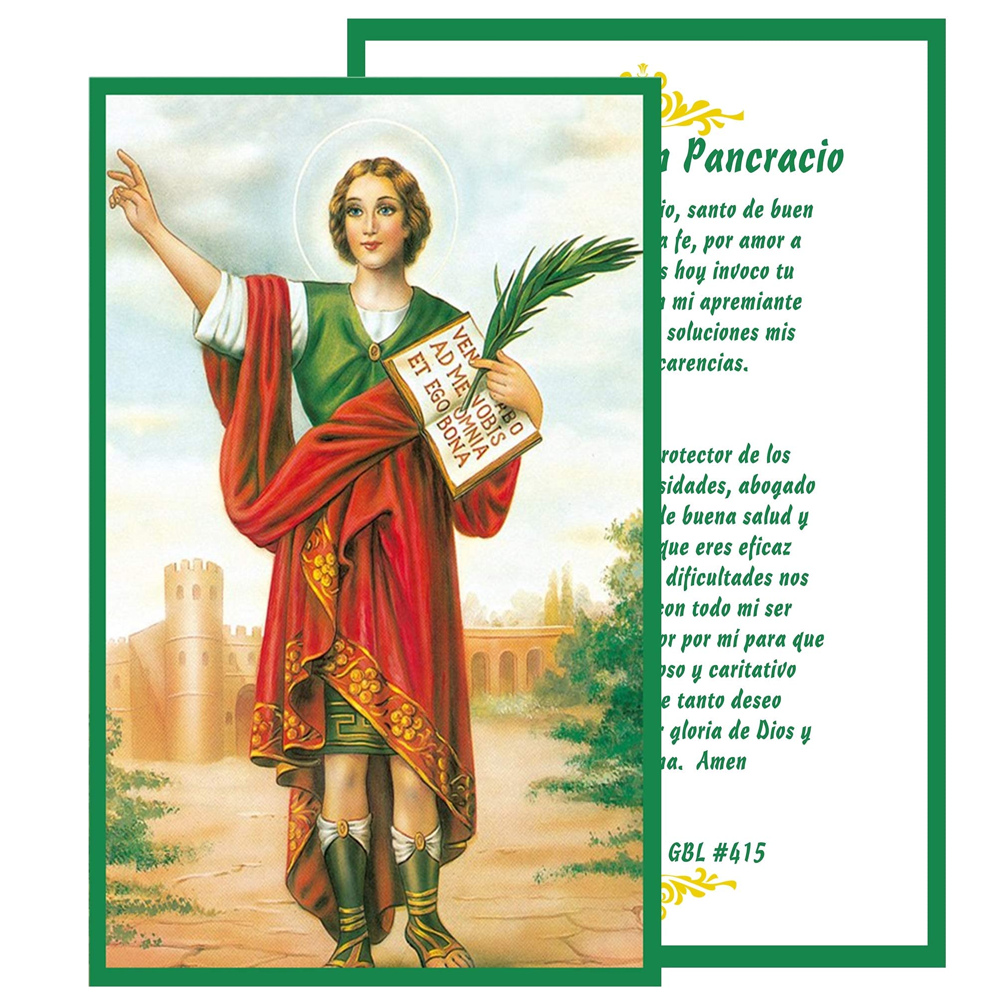 San Pancracio Patron Saint of Jobs and Health - Laminated Prayer Card Blessed by Pope Francis | Religious Gift for Protection, Employment & Well-Being | Home Altar, Office Desk & Prayer Space Decor