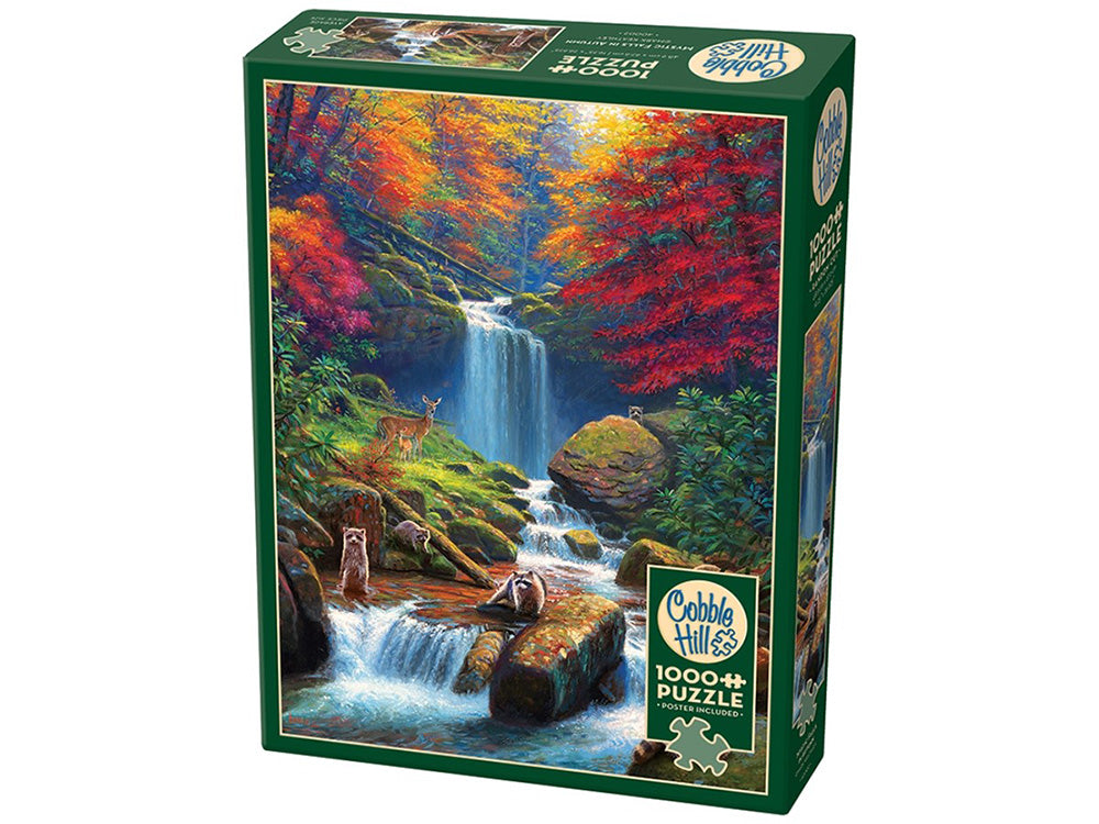 Cobble Hill 1000 Piece Jigsaw Puzzle - Mystic Falls in Autumn Landscape - Perfect for Family Game Night & Relaxation