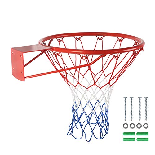 Ochine 15/18 Inch Basketball Hoop Replacement - Heavy Duty Wall Mounted Basketball Rim with Net for Indoor & Outdoor Use - Perfect for Kids & Adults (Backyard, Driveway, Gym, Playground)