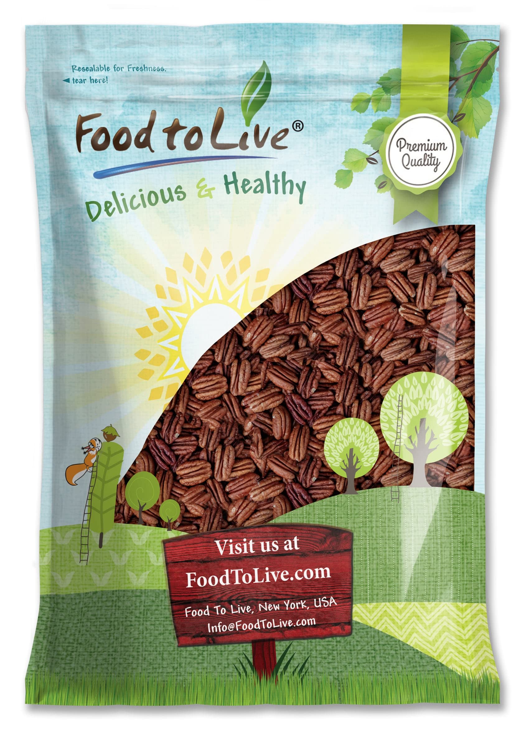 Food to Live Dry Roasted Pecan Halves with Himalayan Salt, 6 Pounds - Healthy Oven Roasted Lightly Salted Pecan Nuts | No Oil Added, Vegan, Kosher & Keto Friendly Snack | High in Protein & Fiber | Perfect for Baking, Salads & On-the-Go Snacking