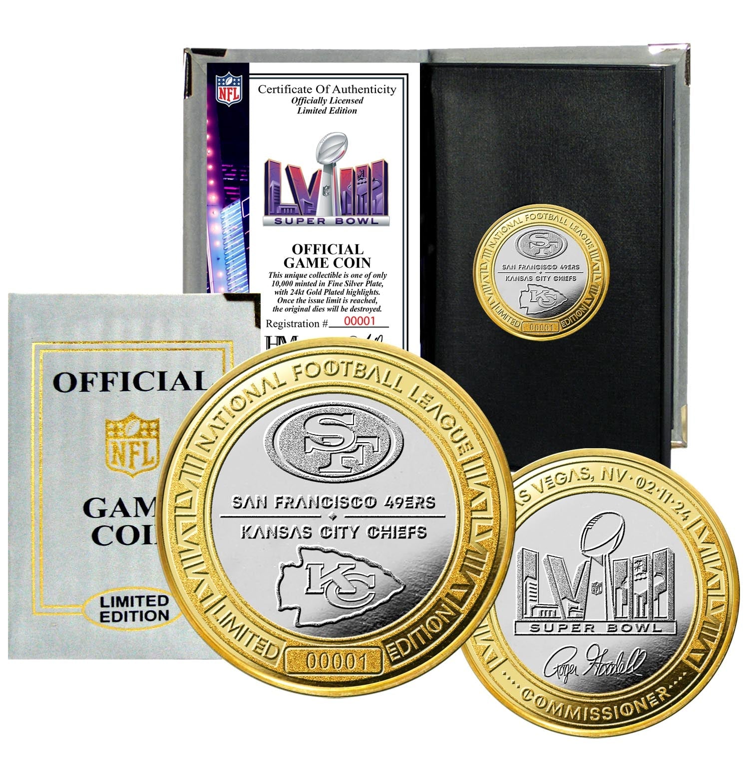 Super Bowl LVIII Official Gold and Silver 2-Tone Commemorative Flip Coin - Perfect for Football Games, Coin Collecting, and Sports Memorabilia Display