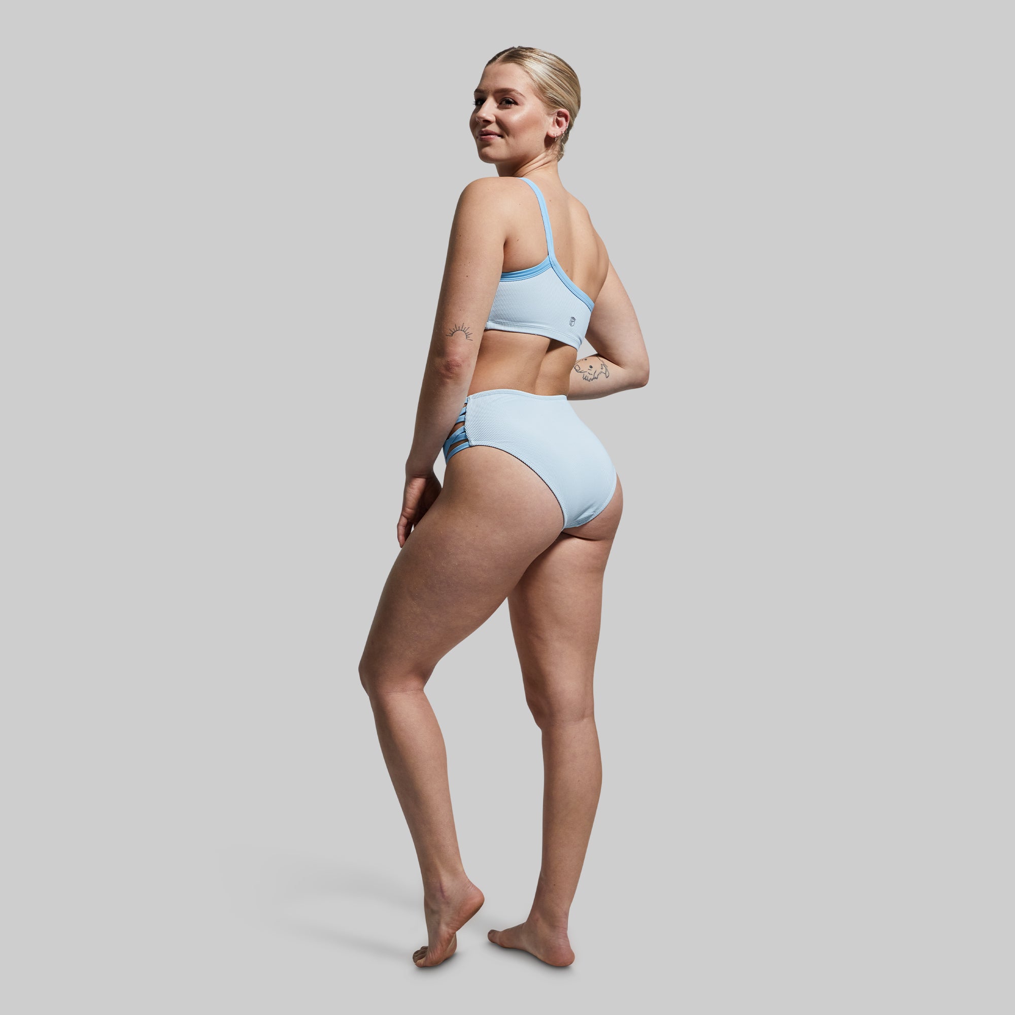 Deep End Bikini Top - Angel Blue Ribbed Swimwear for Women | Perfect for Beach, Pool & Summer Vacations