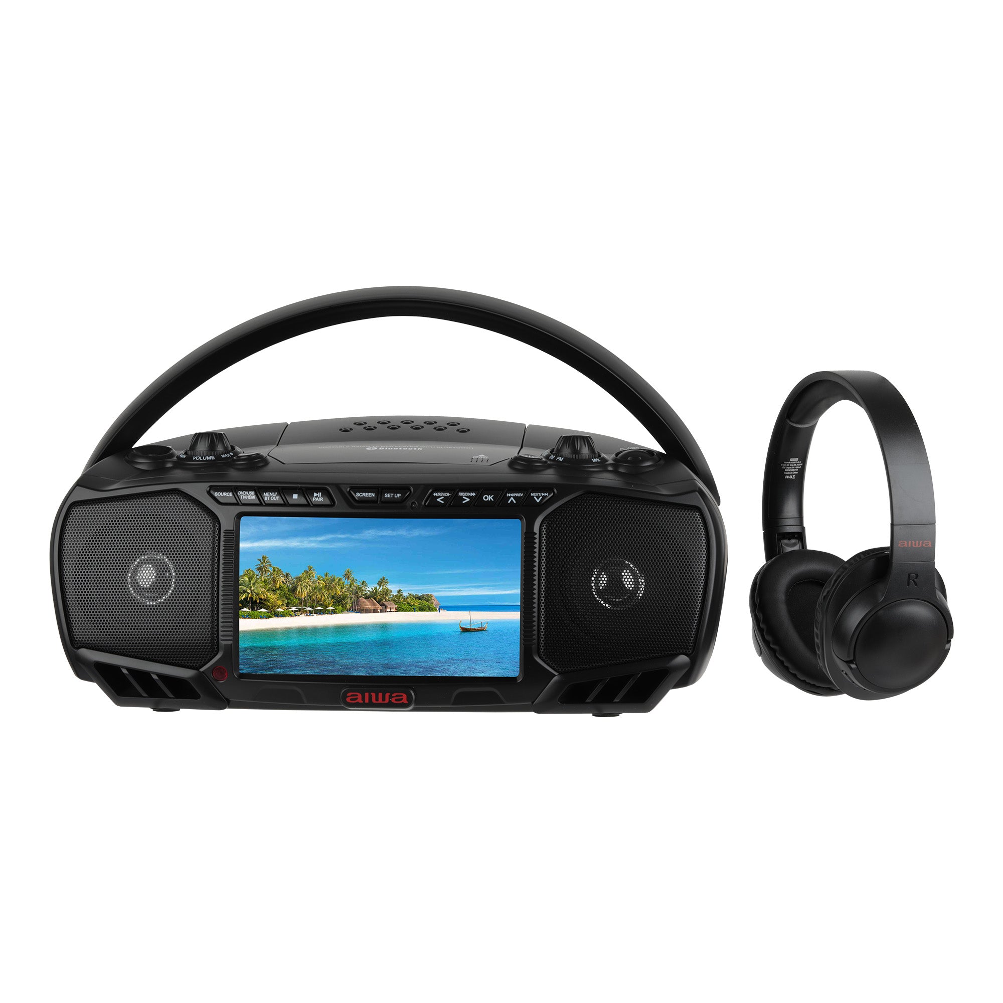 Portable Bluetooth Boombox with FM Radio, TV Tuner, USB & AUX Input - Perfect for Outdoor Parties, Beach Trips, and Home Entertainment