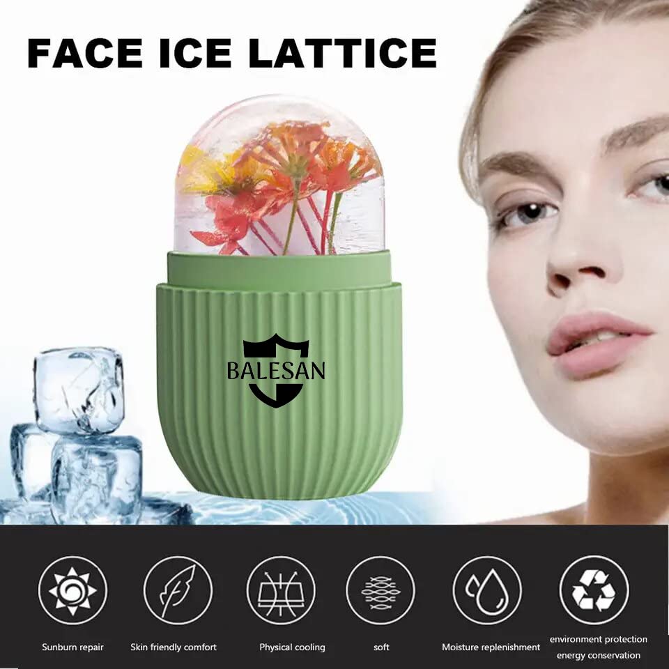 BALESAN® Ice Roller for Face & Neck Massage – Reduce Puffiness, Swelling & Glowing Skin | Reusable Silicone Face Massager for Women (200ml) | Perfect for Morning Routine, Post-Workout Recovery & Skincare Regimen