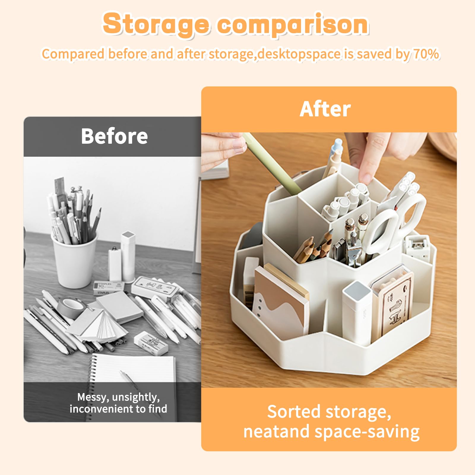 360° Rotating 9-Slot Pencil Pen Holder for Desk - Stylish White Desktop Organizer for Office, School & Home - Perfect for Organizing Pens, Markers & Stationery Supplies