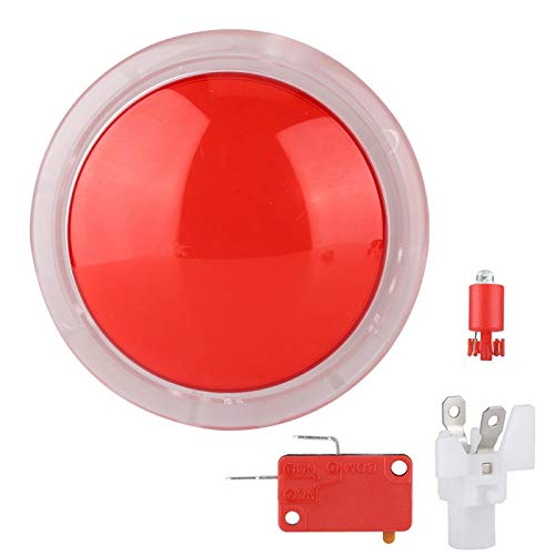 12V 100mm LED Arcade Push Button with Microswitch - Red Round Game Button for DIY Arcade Cabinet, MAME Retro Gaming & Home Entertainment Systems