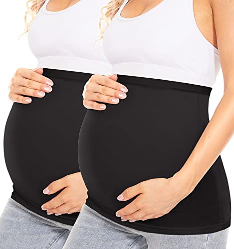 **MUSIDORA Maternity Belly Band & Pant Extender – Adjustable Pregnancy Support Band for Jeans & Pants – Comfortable Stretchable Waistband (Black+Black M) – Perfect for Everyday Wear & Maternity Comfort**