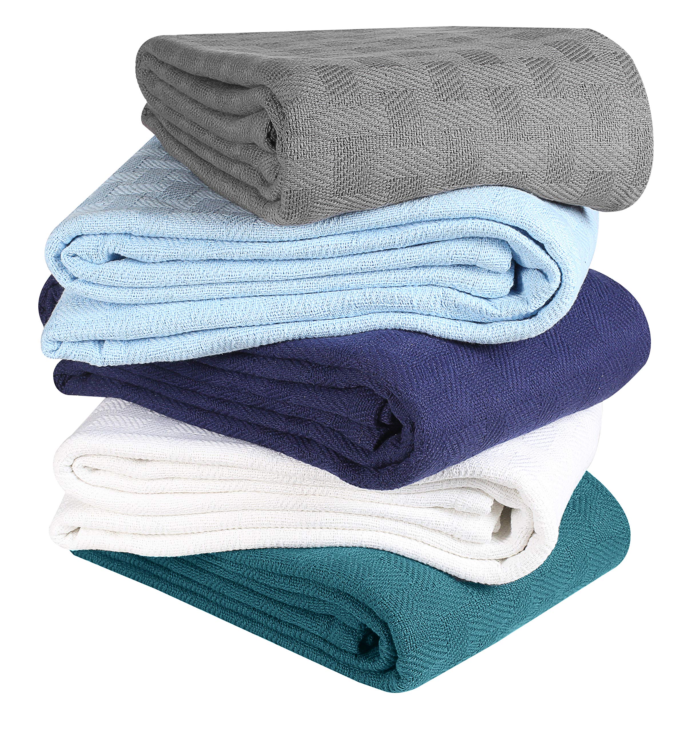 GLAMBURG 100% Cotton Breathable Thermal Blanket - Twin Size All-Season Bedding for Layering - Charcoal Grey - Ideal for Bedrooms, Dorms & Cozy Nights