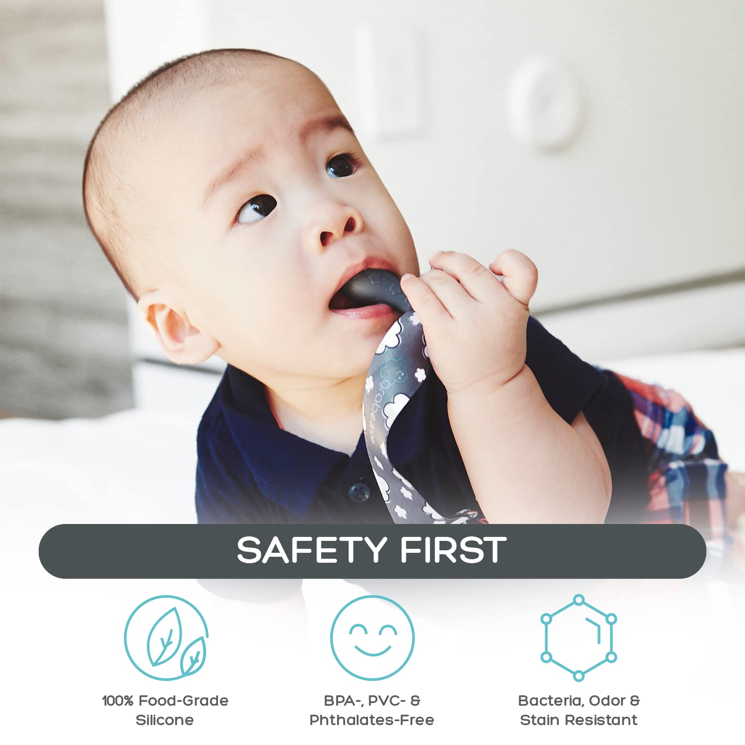 Grabease Baby Silicone Spoon Set for Self Feeding - Soft, Safe 100% Food-Grade Silicone Utensils for Baby-Led Weaning | BPA, PVC, Latex & Phthalate Free | Dishwasher Safe (Set of 2, Gray) - Perfect for First Foods, Purees & Toddler Mealtime