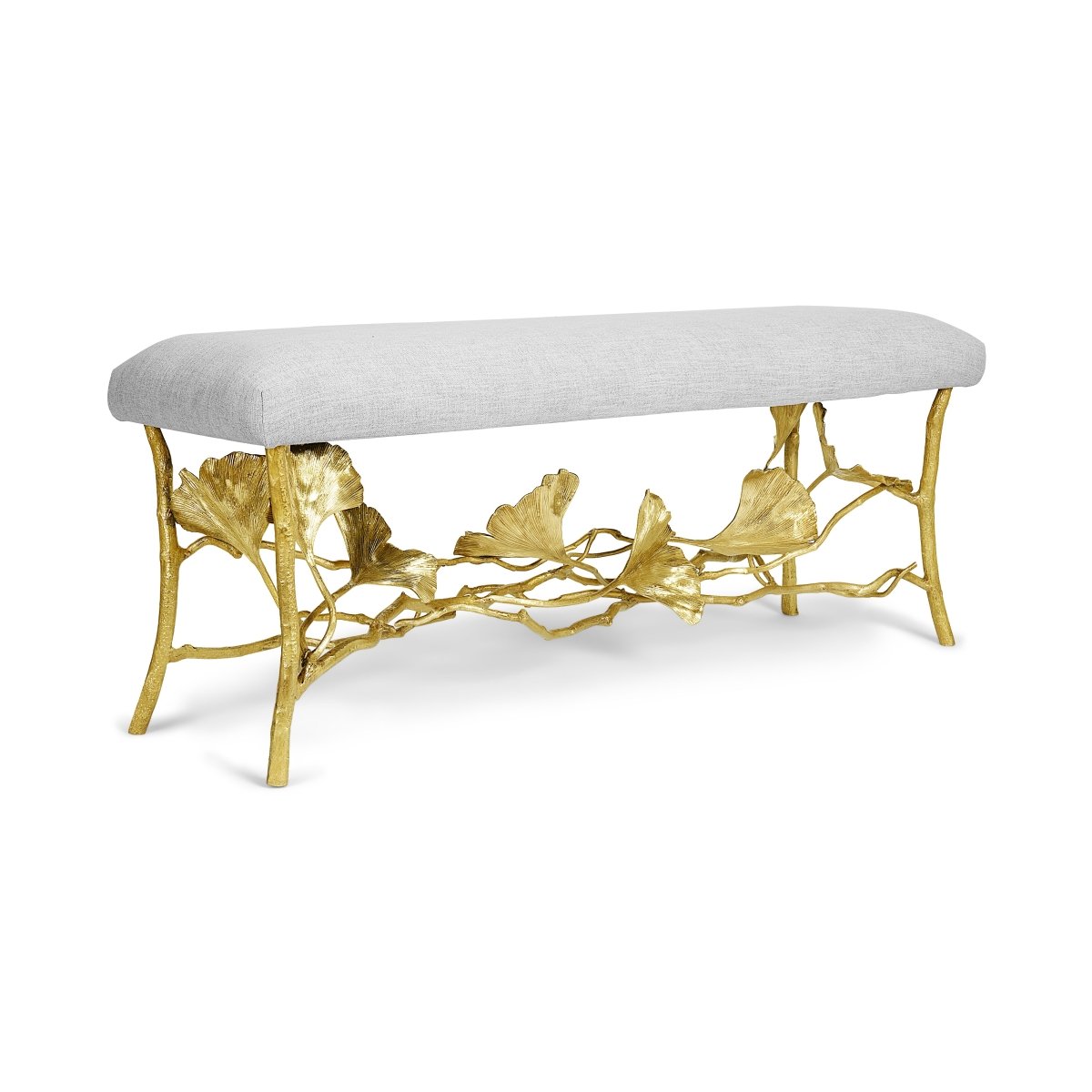 Golden Ginkgo Bench - Outdoor Garden Bench, Patio Furniture for Backyard, Porch, and Lawn - Rust-Resistant Metal Frame with Weatherproof Finish - Perfect for Relaxing and Decorating Outdoor Spaces