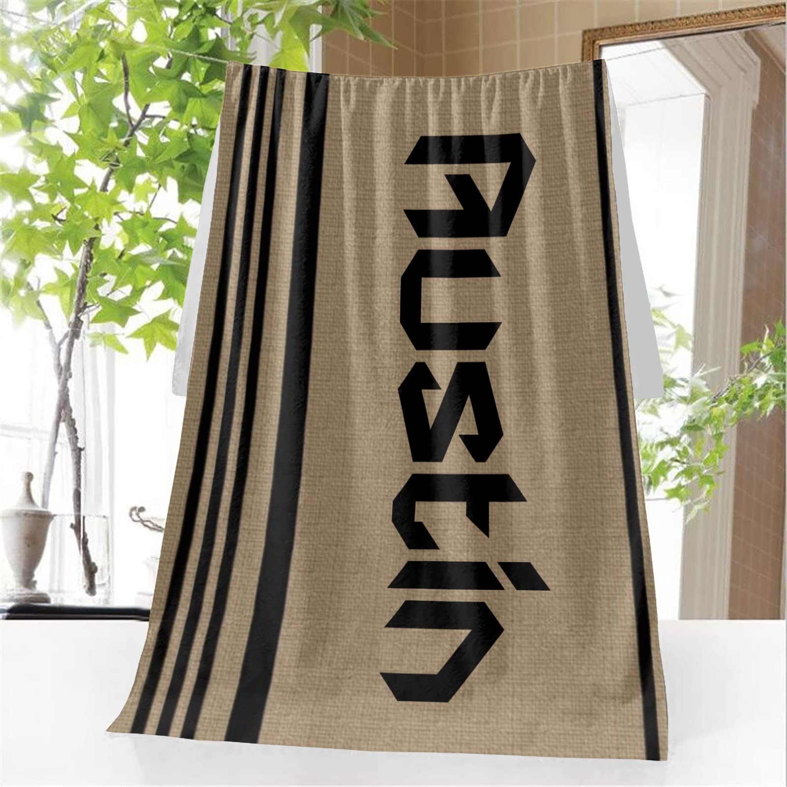 Custom Personalized Beach Towels Set of 3 - Quick Dry Striped Soccer Ball Design with Name - 1 Bath Towel, 1 Hand Towel & 1 Washcloth - Perfect for Pool, Beach, Gym & Bathroom Decor