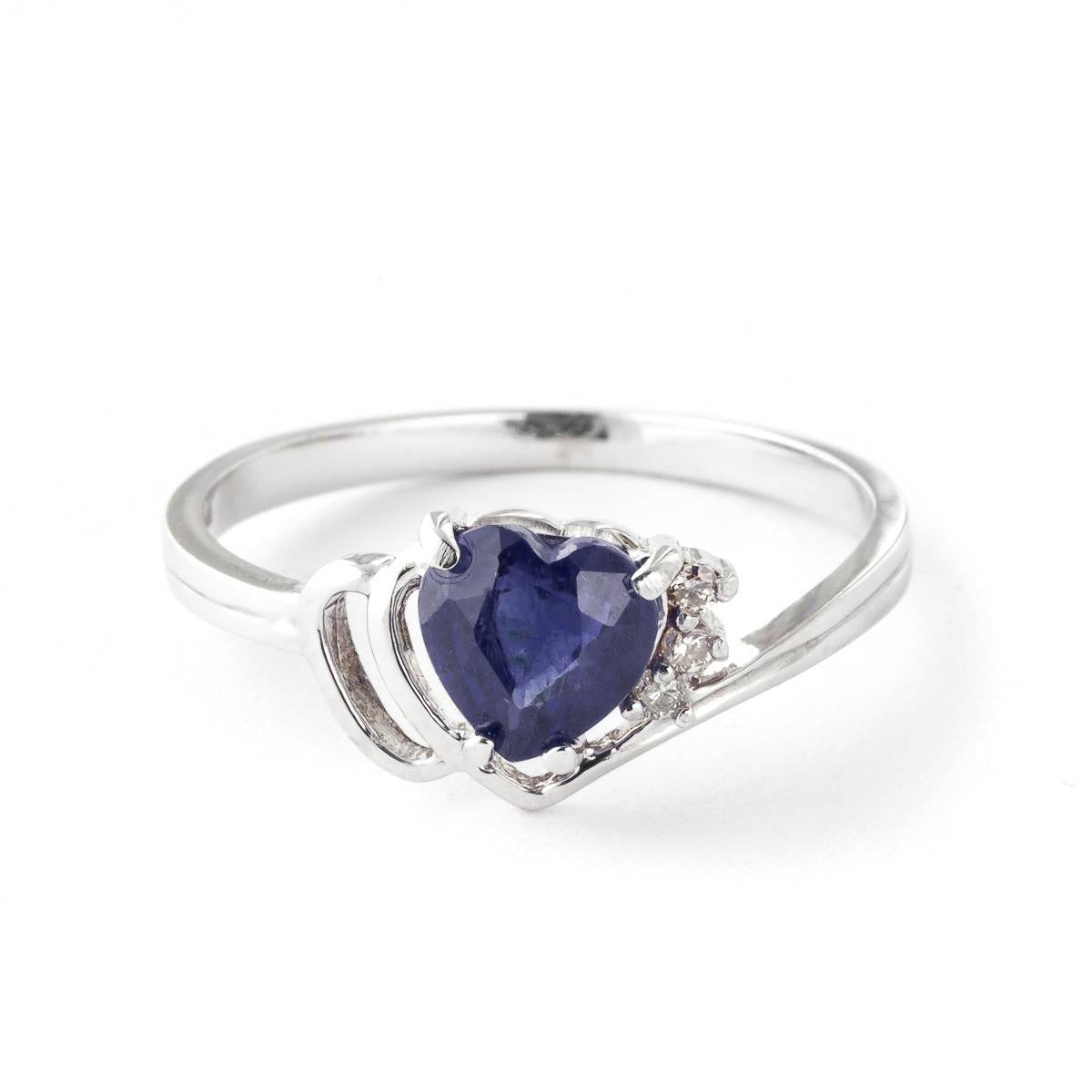 1.02 Carat 14K Solid White Gold Sapphire & Diamond Love Ring for Women - Romantic Gift for Anniversary, Engagement, Valentine's Day