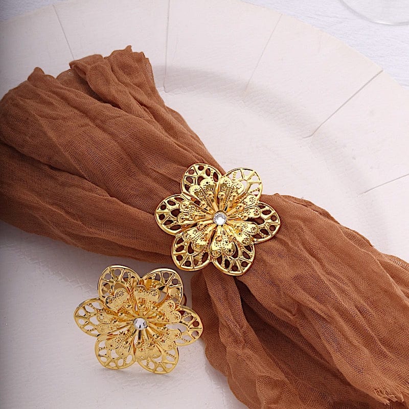 4 Pack Metal Sunflower Shaped Napkin Rings for Wedding, Party, and Home Decor - Elegant Table Setting Accessories
