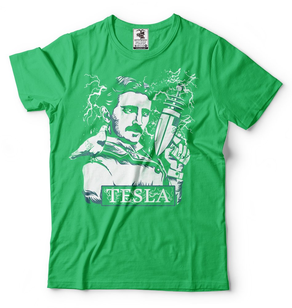 Nikola Tesla T-Shirt with Electrical Gun Design - Funny Science Men's Tee - Perfect for Tesla Fans, Science Enthusiasts & Comic Conventions