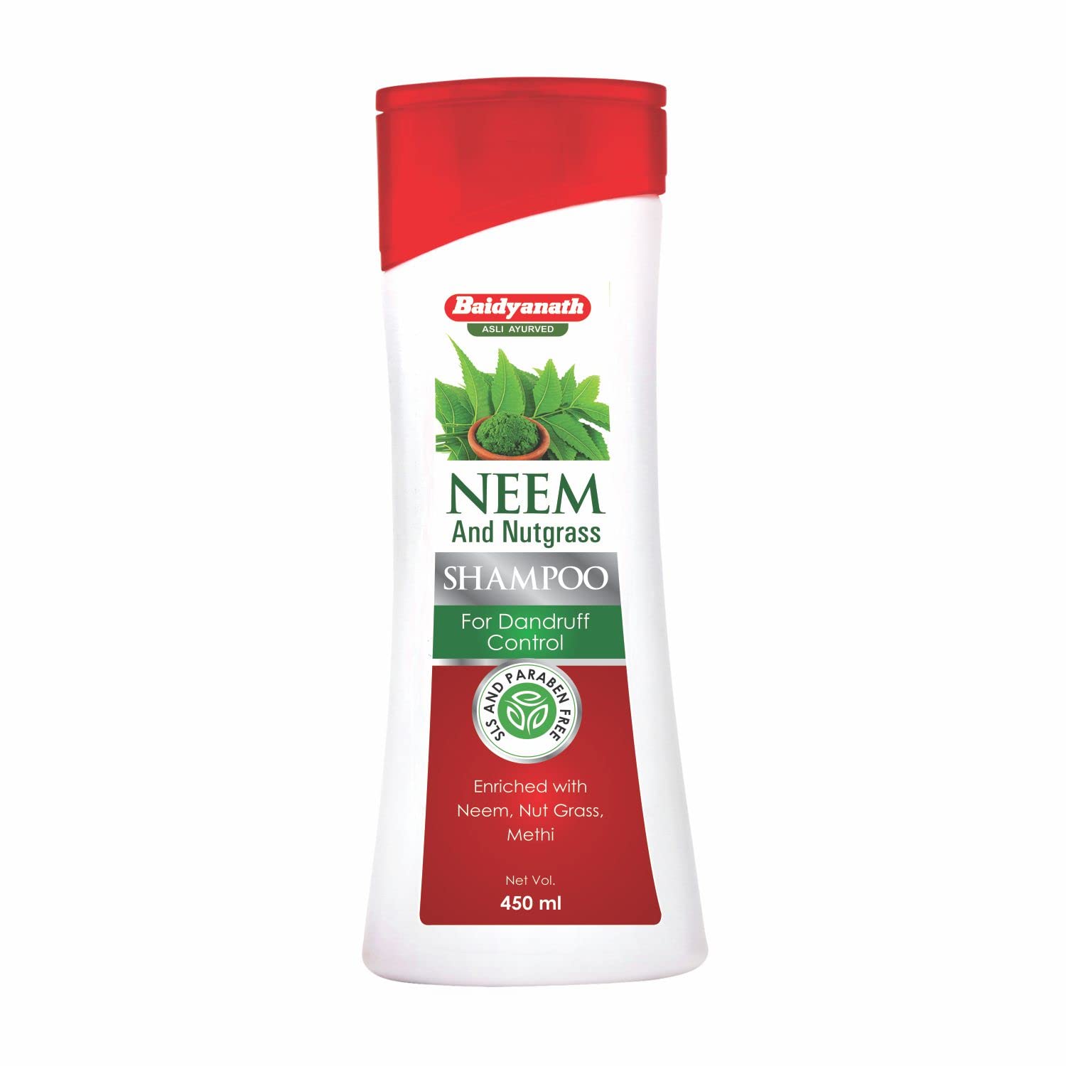 Baidyanath Asli Ayurvedic Neem & Nutgrass Shampoo for Hair Growth with Methi - 450ml | Natural Ayurvedic Hair Care for Dandruff Control & Scalp Health | Perfect for Daily Use & Hair Regrowth
