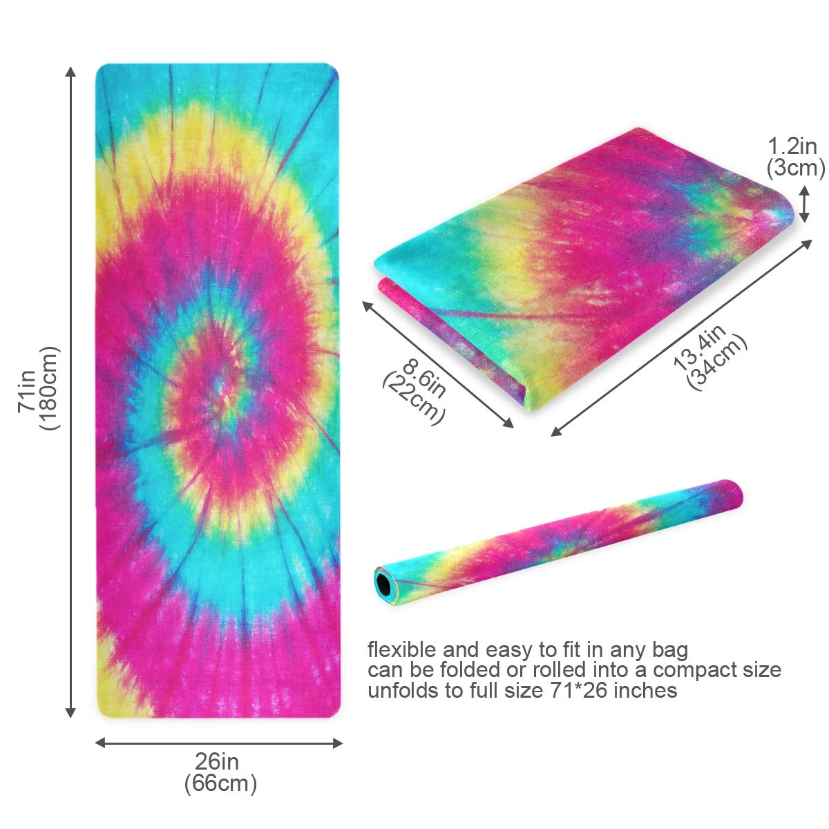 ALAZA Non-Slip Pineapple Beach Yoga Mat - Eco-Friendly Exercise Mat for Yoga, Pilates & Floor Workouts - Perfect for Home Gym, Outdoor Beach Yoga & Fitness Studios