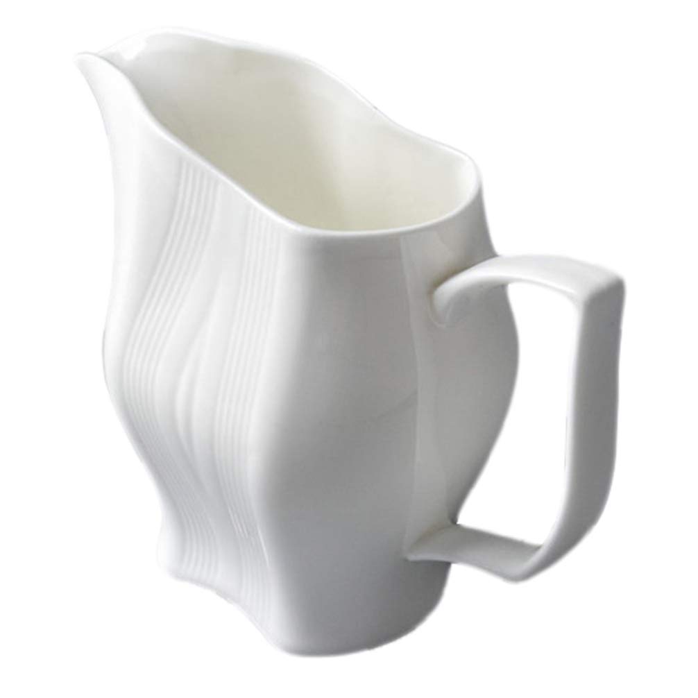 Premium Ceramic Gravy Boat with Easy-Pour Spout - 300ml White Sauce Server for Salad Dressing, Milk, Broth & Coffee Creamer | Perfect for Restaurants, Dinner Parties & Home Kitchen Use