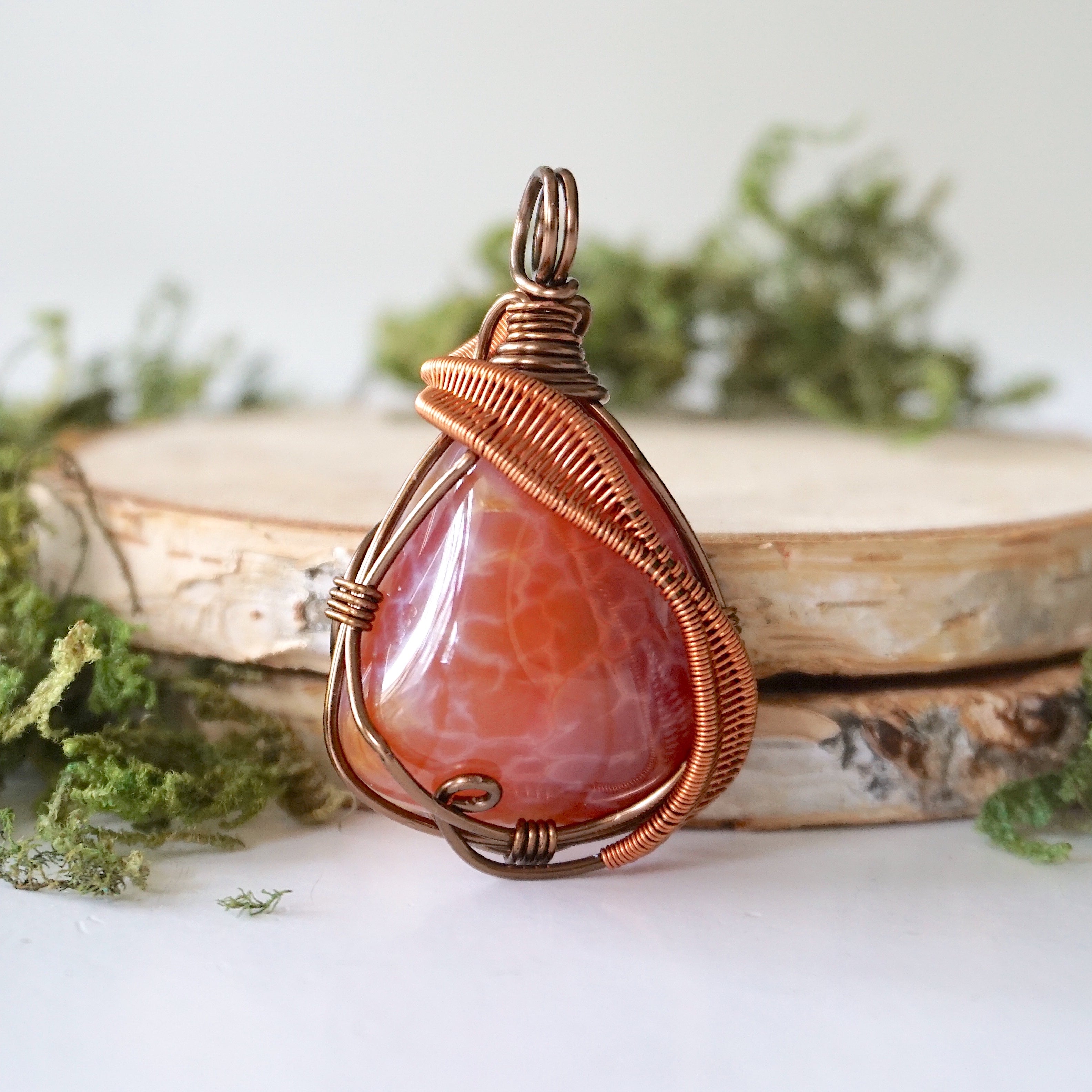 Fire Agate Crystal Necklace for Women – Natural Gemstone Pendant Jewelry for Healing & Protection | Perfect for Meditation, Energy Work & Spiritual Gifts