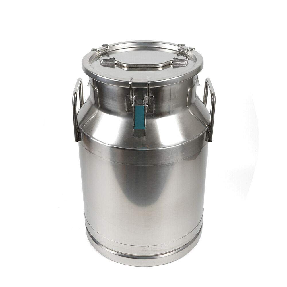 304 Stainless Steel 30L/7.93 Gallon Milk Can with Sealed Lid & Spigot - Multi-Purpose Food Storage Container for Milk, Wine, Beer Brewing, and Bulk Food Preservation - Ideal for Home Brewing, Dairy Farms, and Commercial Kitchens
