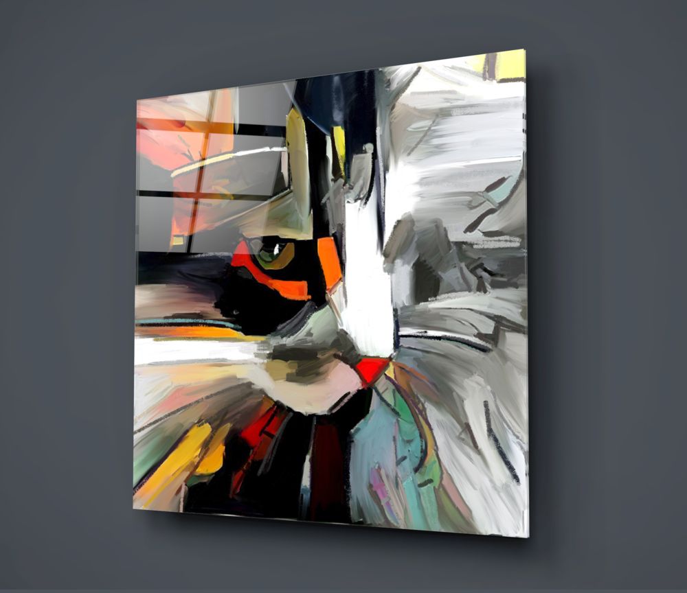 Abstract Cat Art Print - Modern Feline Wall Decor for Home & Office - Perfect for Living Room, Bedroom, or Gift Giving