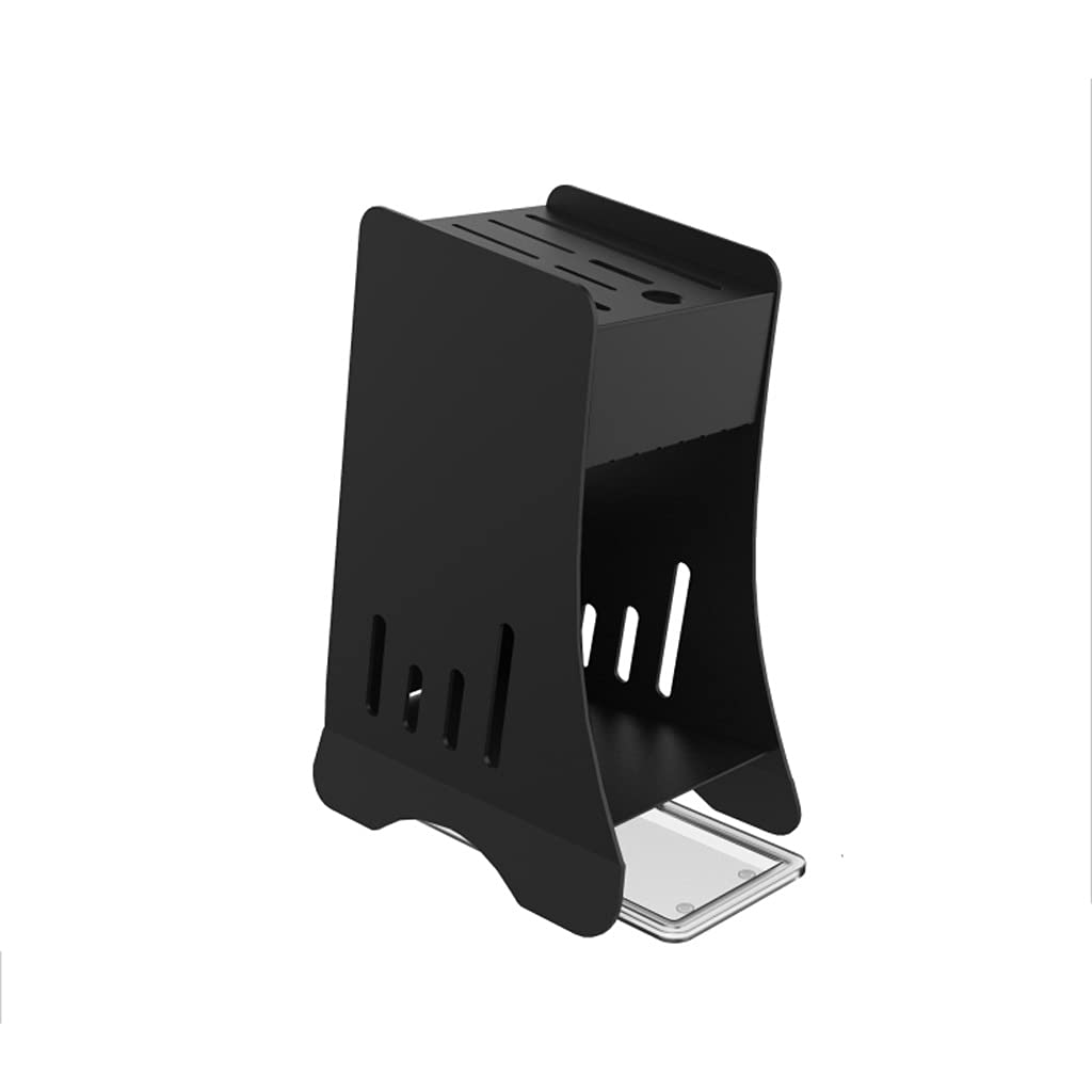 Premium Stainless Steel Universal Knife Holder Block - Modern Kitchen Knife Organizer with Unique Design (24x17.5x12.3cm, Black) | Perfect for Countertop Storage & Chef Knife Organization in Home Kitchens